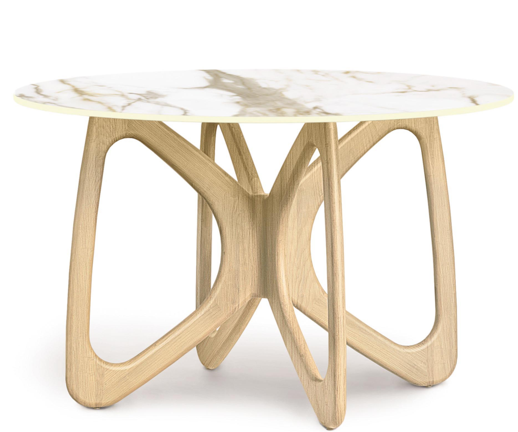 Butterfly 48" Round Table in Oak with Macchia Vecchia Stone Top
