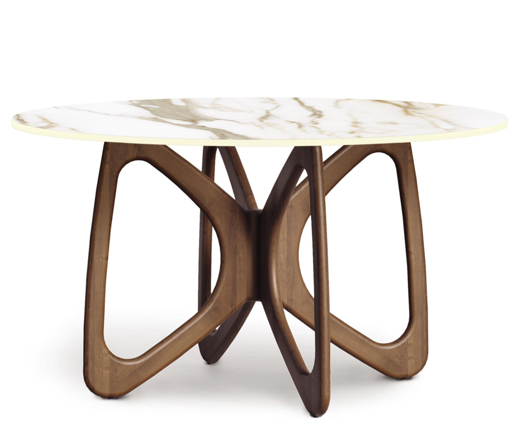 Butterfly 54" Round Table in Walnut with Macchia Vecchia Stone Top