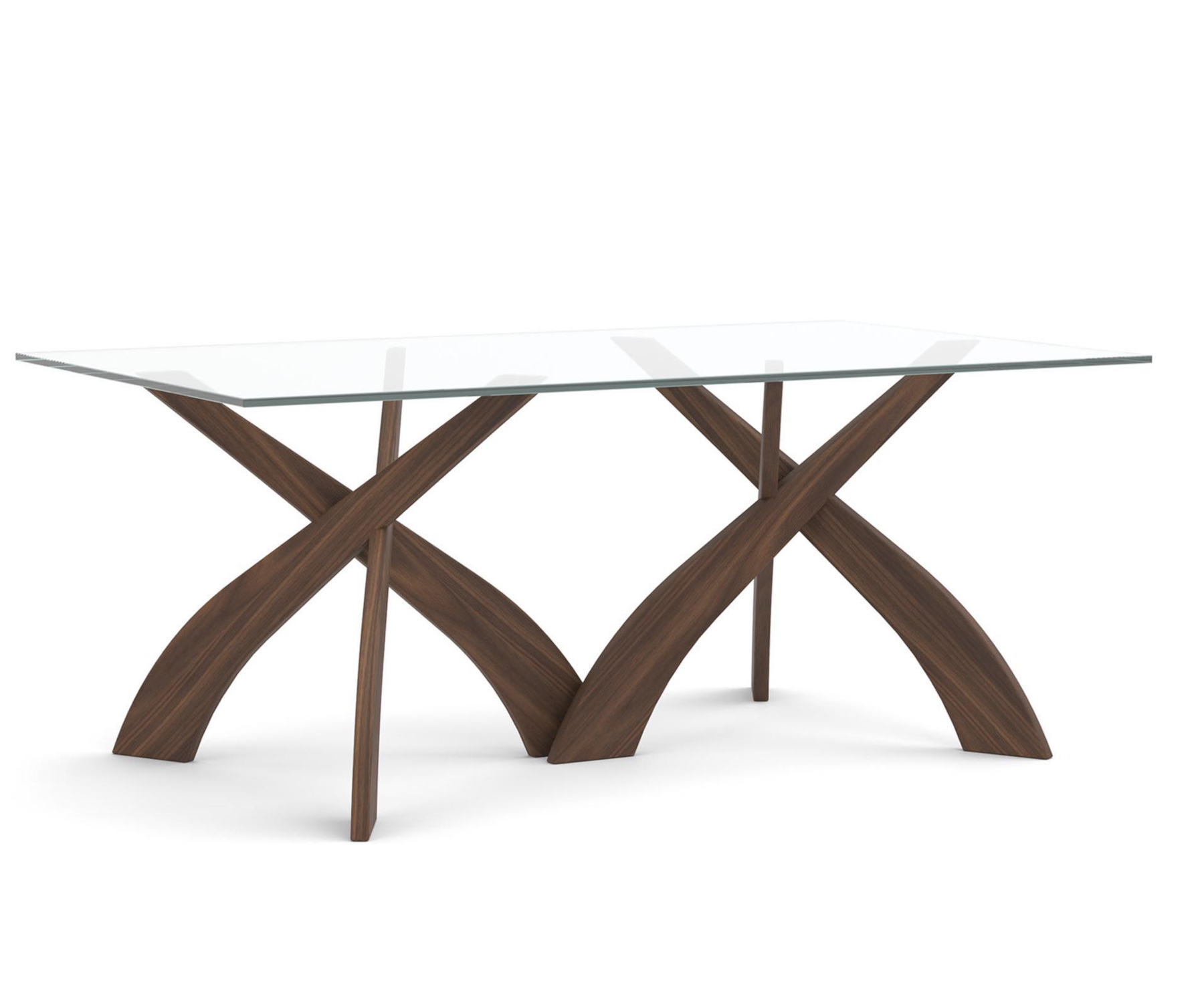 Entwine 42" x 72" Glass Top Table in Walnut