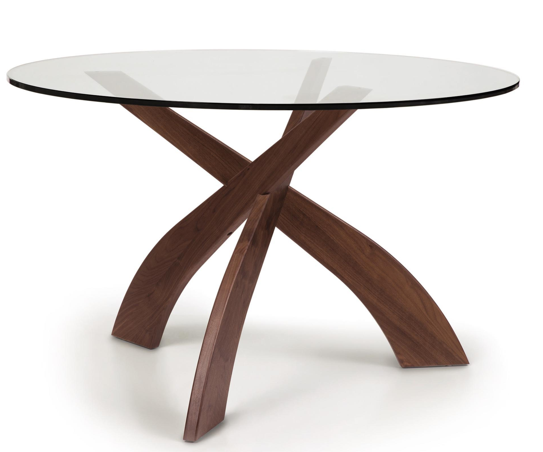 Entwine 48" Glass Top Table in Walnut