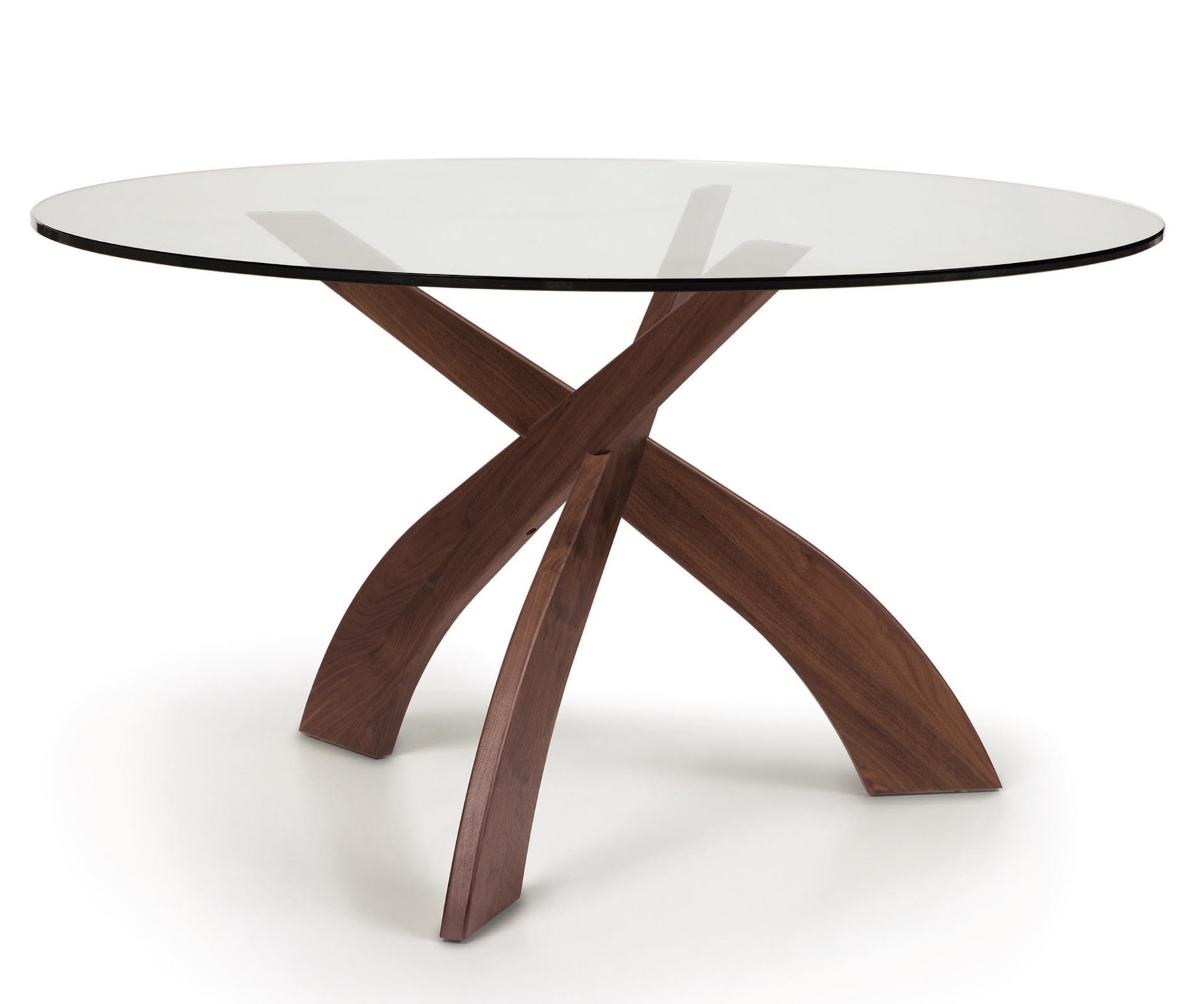 Entwine 54" Round Glass Top Table in Walnut