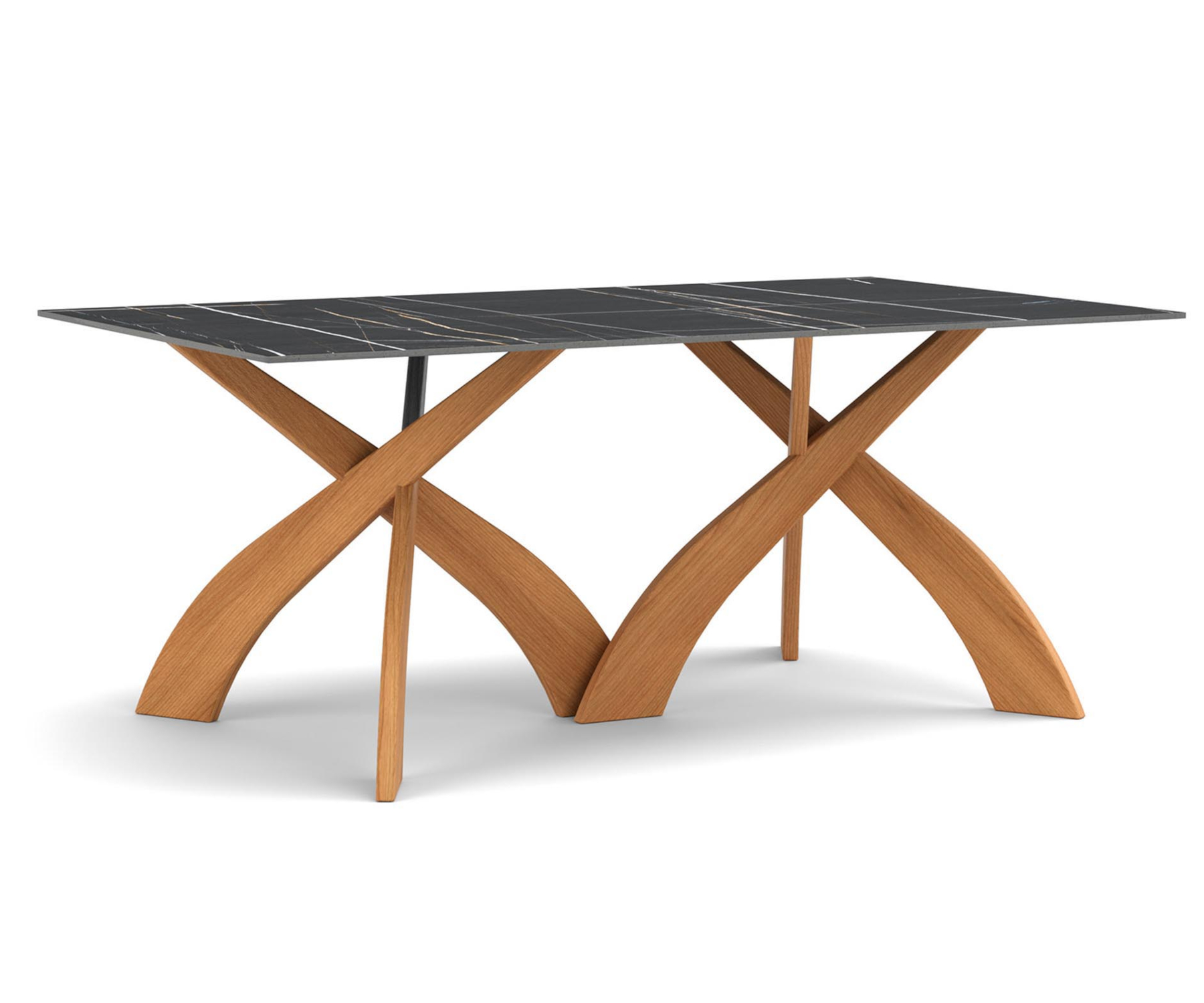 Entwine 42" x 72" Cherry Table with Sahara Noir Sintered Stone Top.