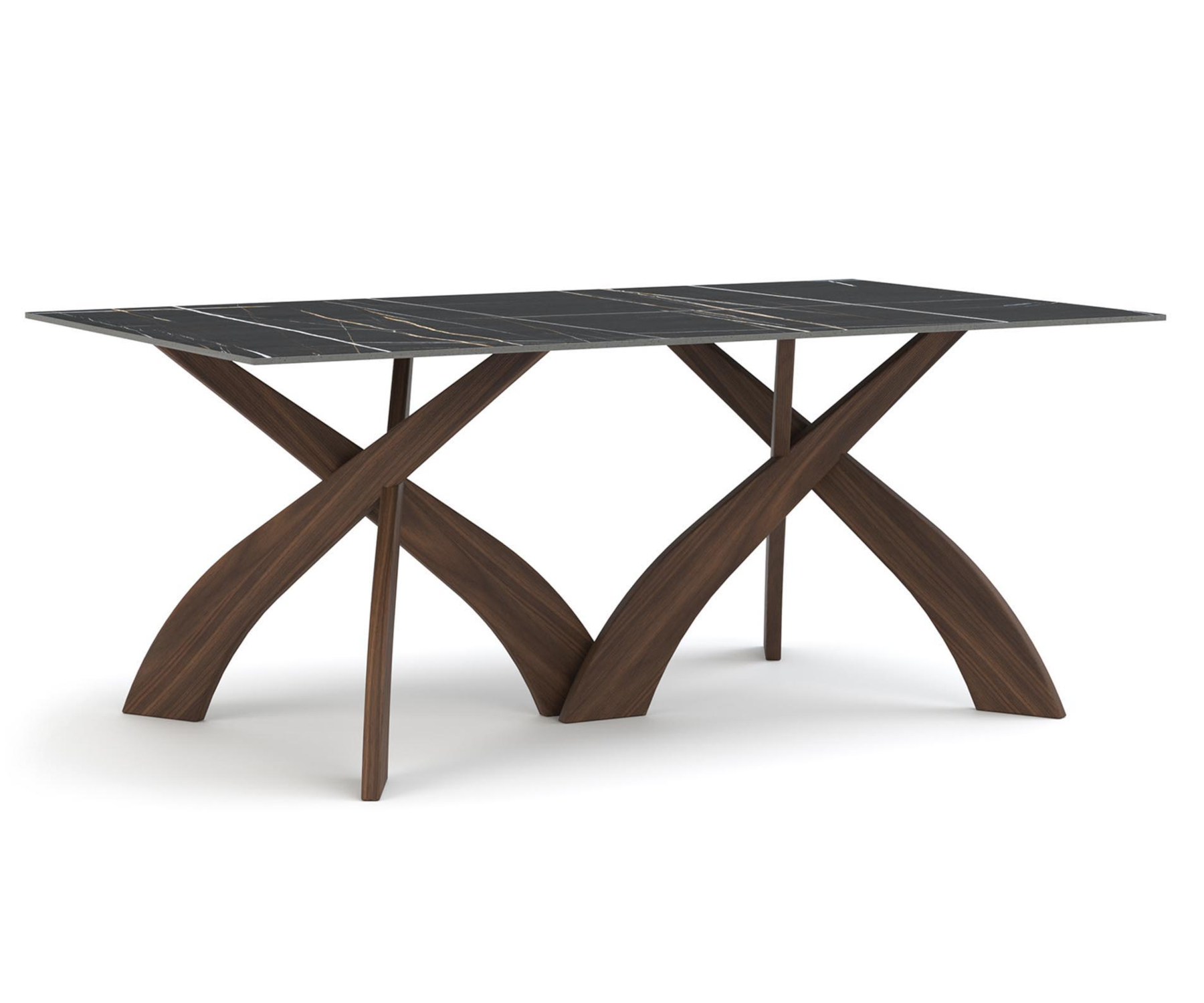 Entwine 42" x 72" Walnut Table with Sahara Noir Sintered Stone Top.