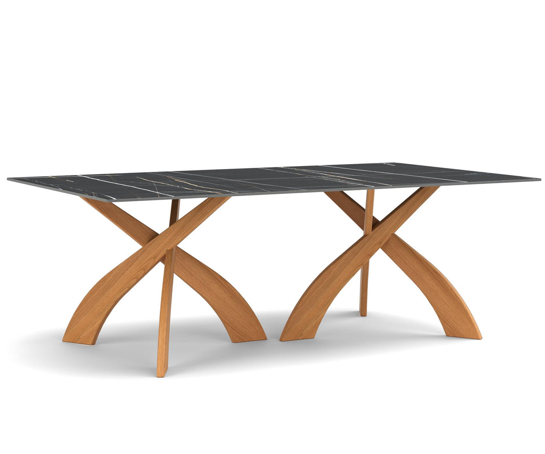 Entwine 48" x 84" Cherry Table with Sahara Noir Sintered Stone Top.