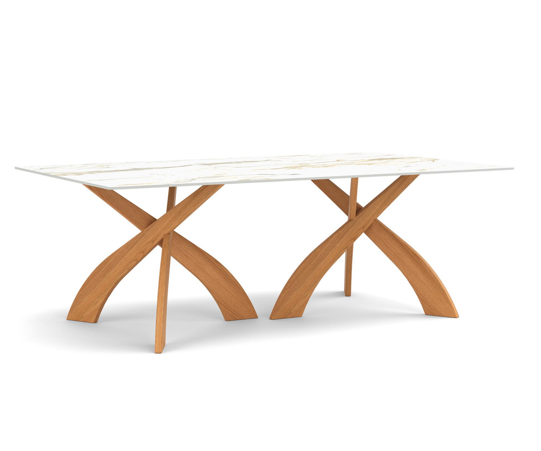 Entwine 48" x 84" Cherry Table with Boat Shaped Macchia Vecchia Sintered Stone Top.
