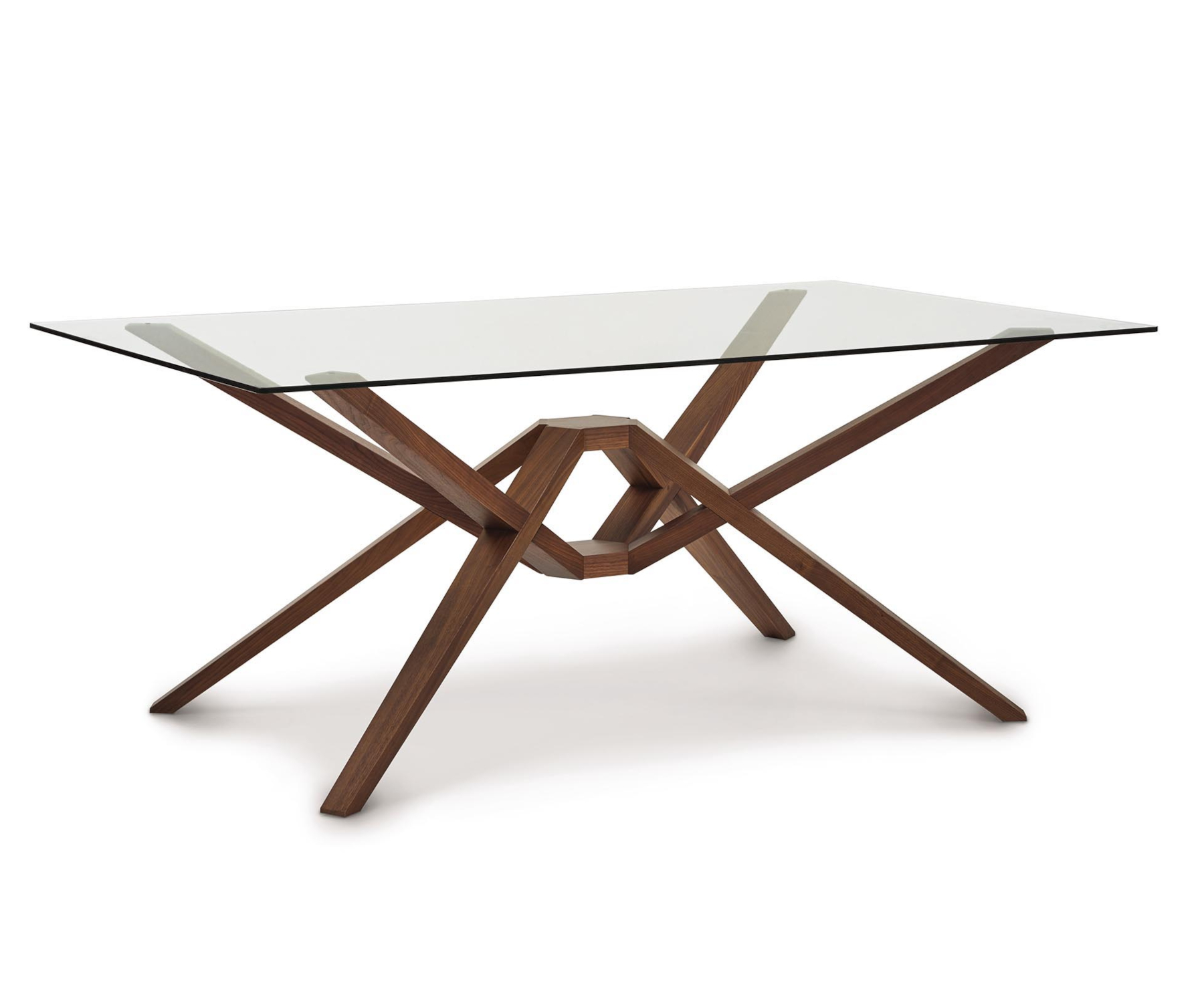 Exeter 42" x 72" Glass Top Table in Walnut