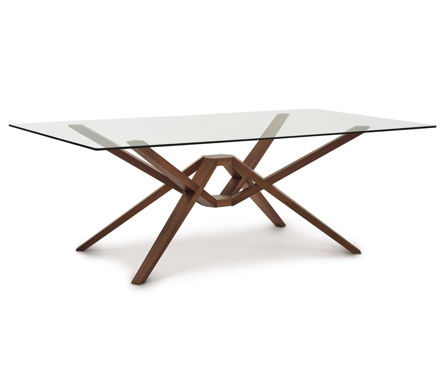 Exeter 48" x 84" Walnut Table with Glass Top