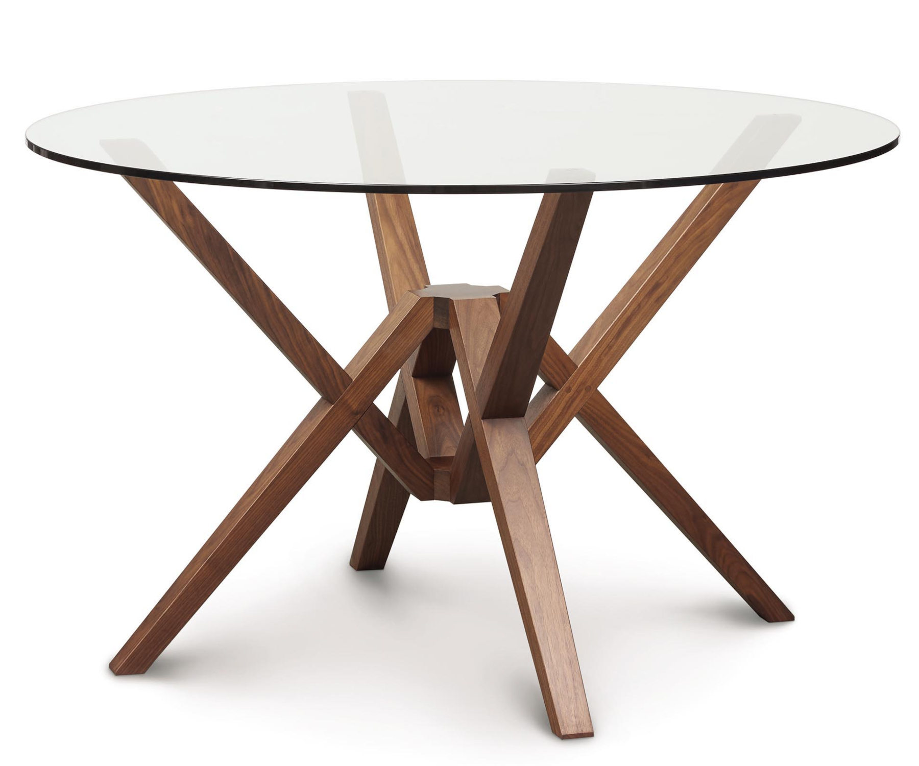 Exeter 48" Round Walnut Table with Glass Top