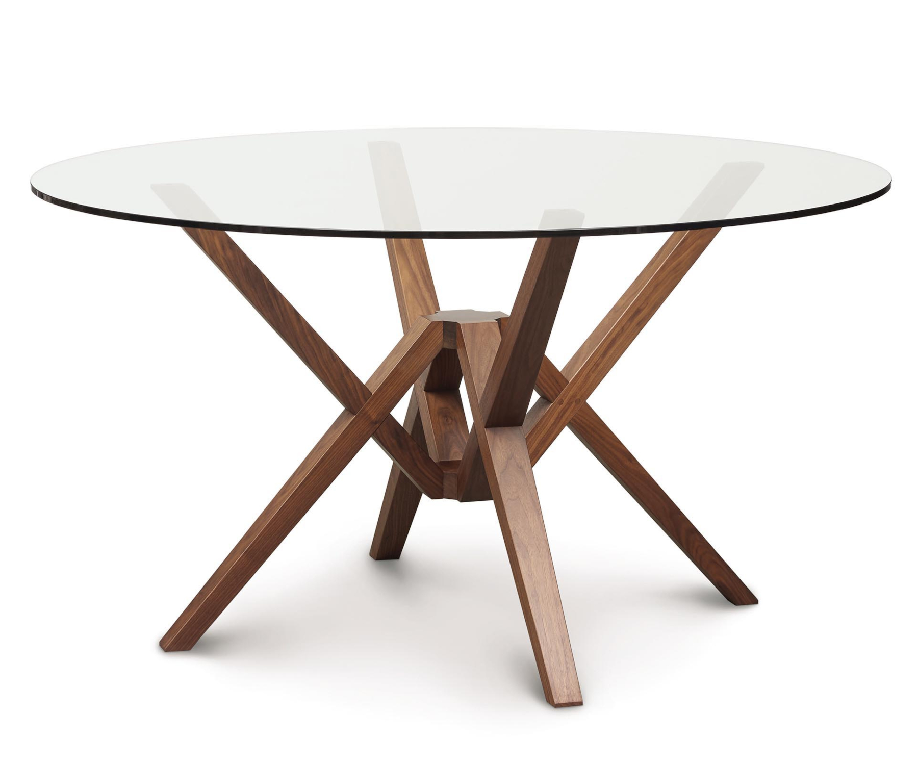 Exeter 54" Round Walnut Table with Glass Top