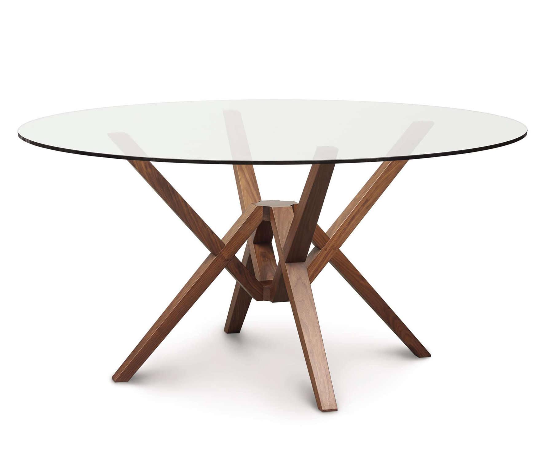 Exeter 60" Round Walnut Table with Glass Top