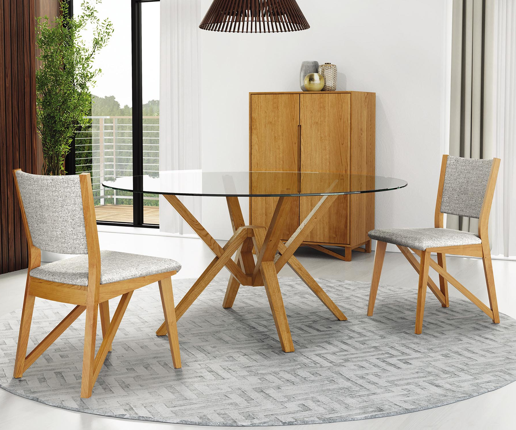 Exeter Glass Top Table in Cherry
