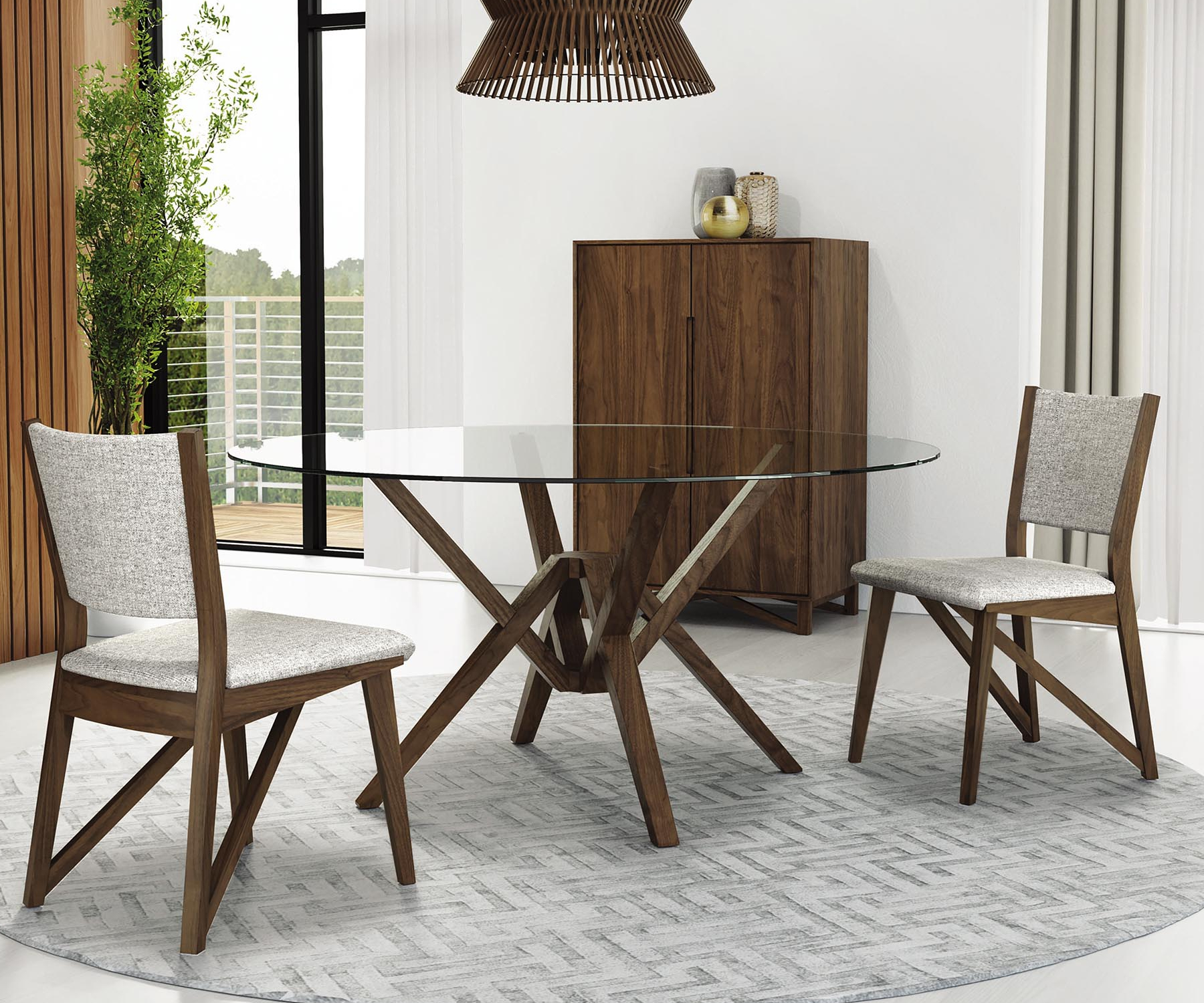 Exeter Glass Top Table in Walnut