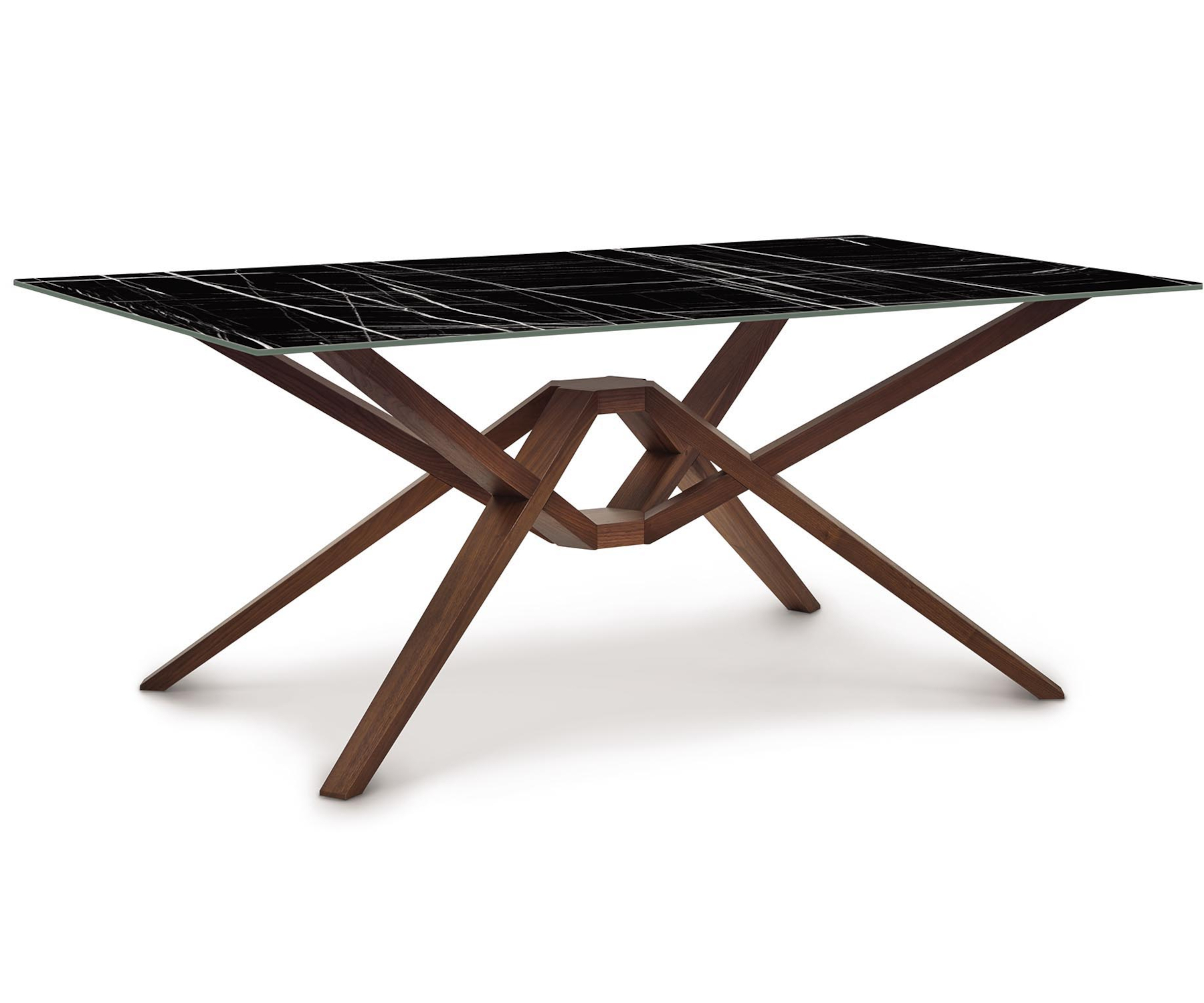 Exeter 42" x 72" Walnut Table with Sahara Noir Sintered Stone Top