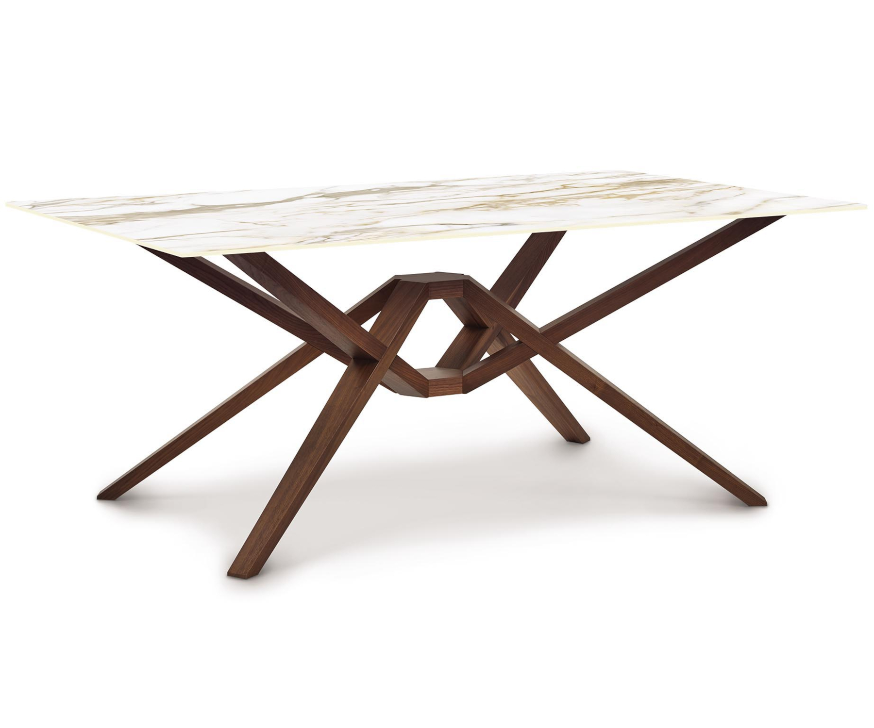 Exeter 42" x 72" Walnut Table with Macchia Vecchia Sintered Stone Top