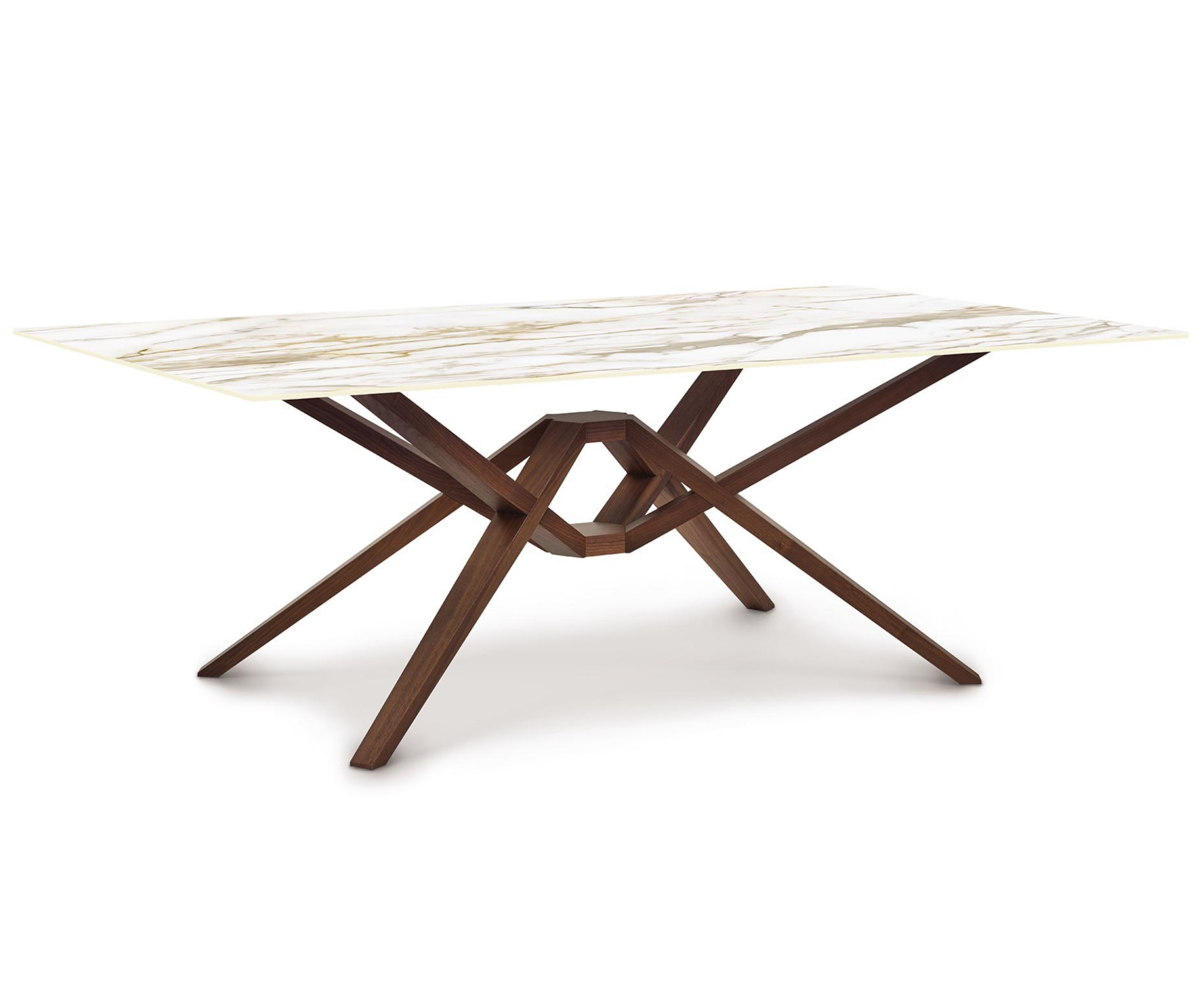 Exeter 48" x 84" Walnut Table with Macchia Vecchia Sintered Stone Top
