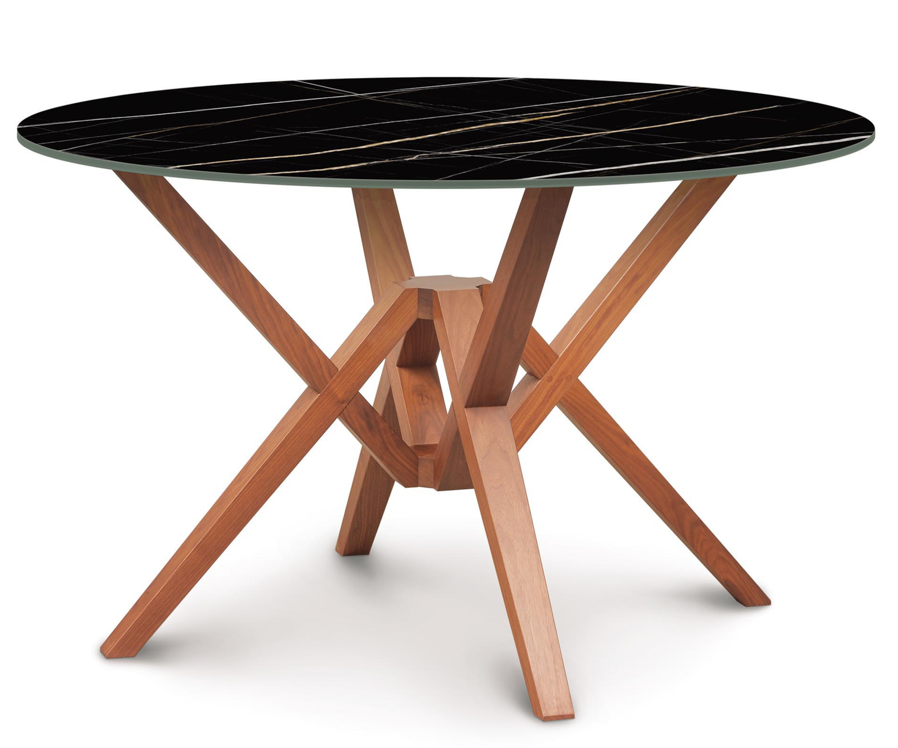 Exeter 48" Round Cherry Table with Sahara Noir Sintered Stone Top
