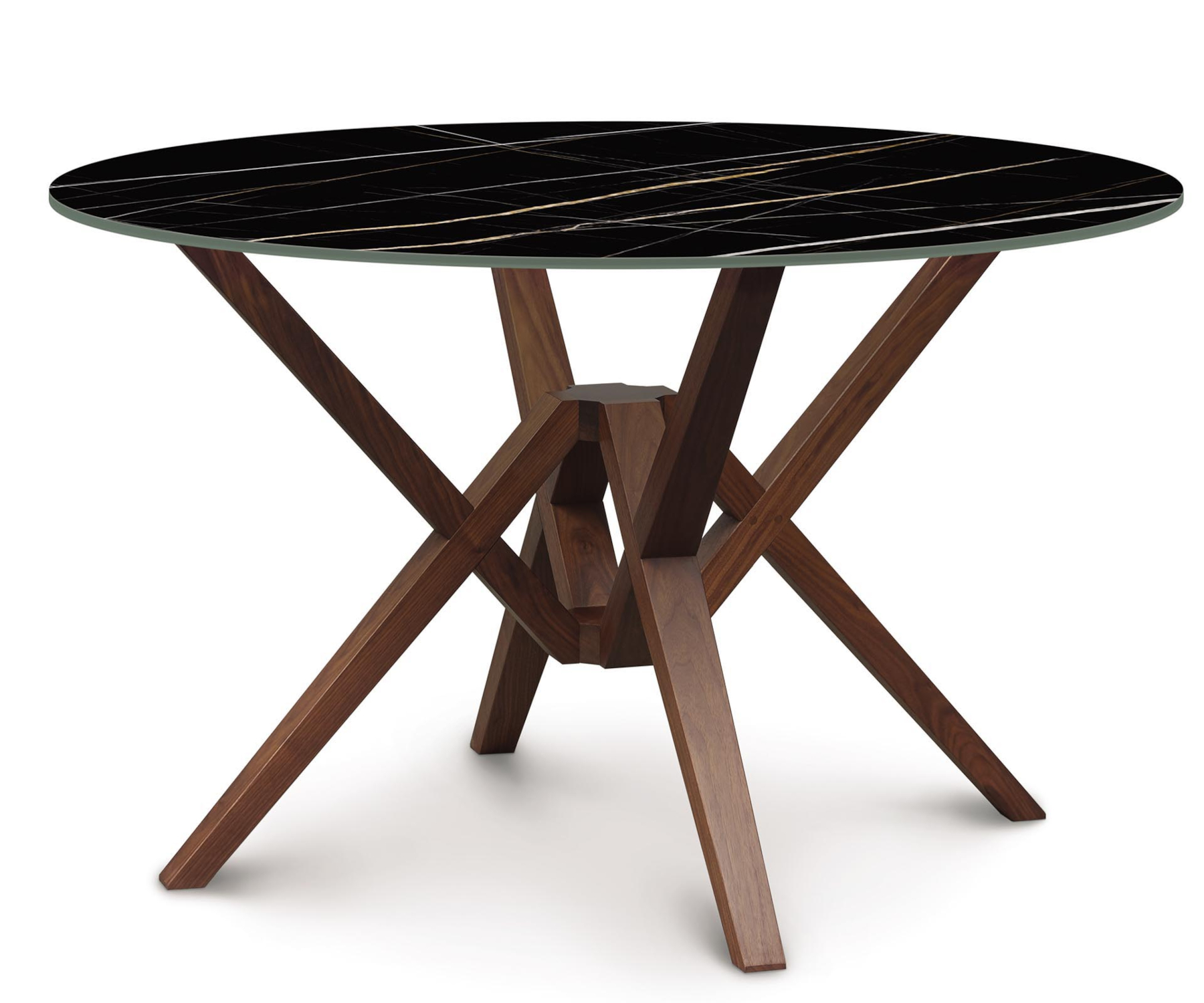 Exeter 48" Round Walnut Table with Sahara Noir Sintered Stone Top
