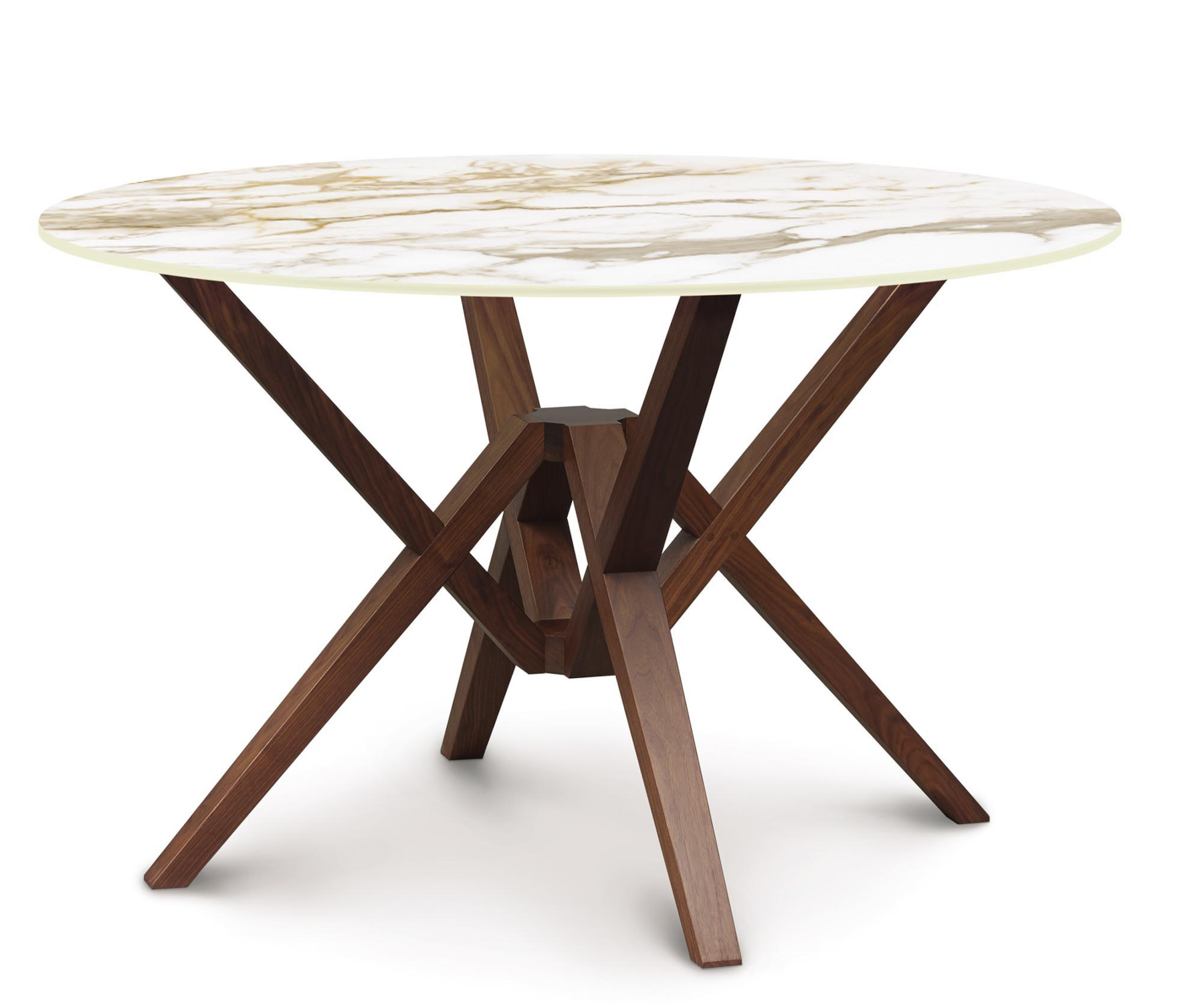 Exeter 48" Round Walnut Table with Macchia Vecchia Sintered Stone Top