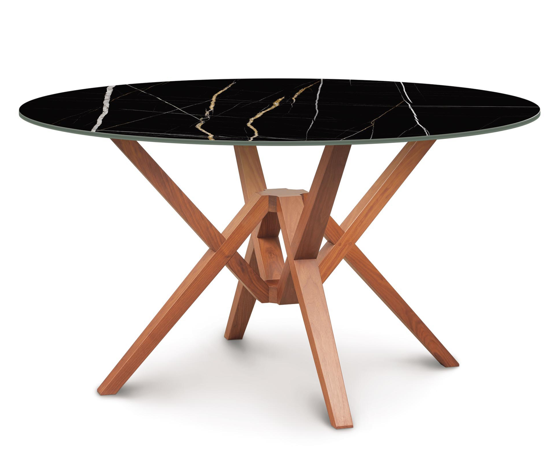 Exeter 54" Round Cherry Table with Sahara Noir Sintered Stone Top