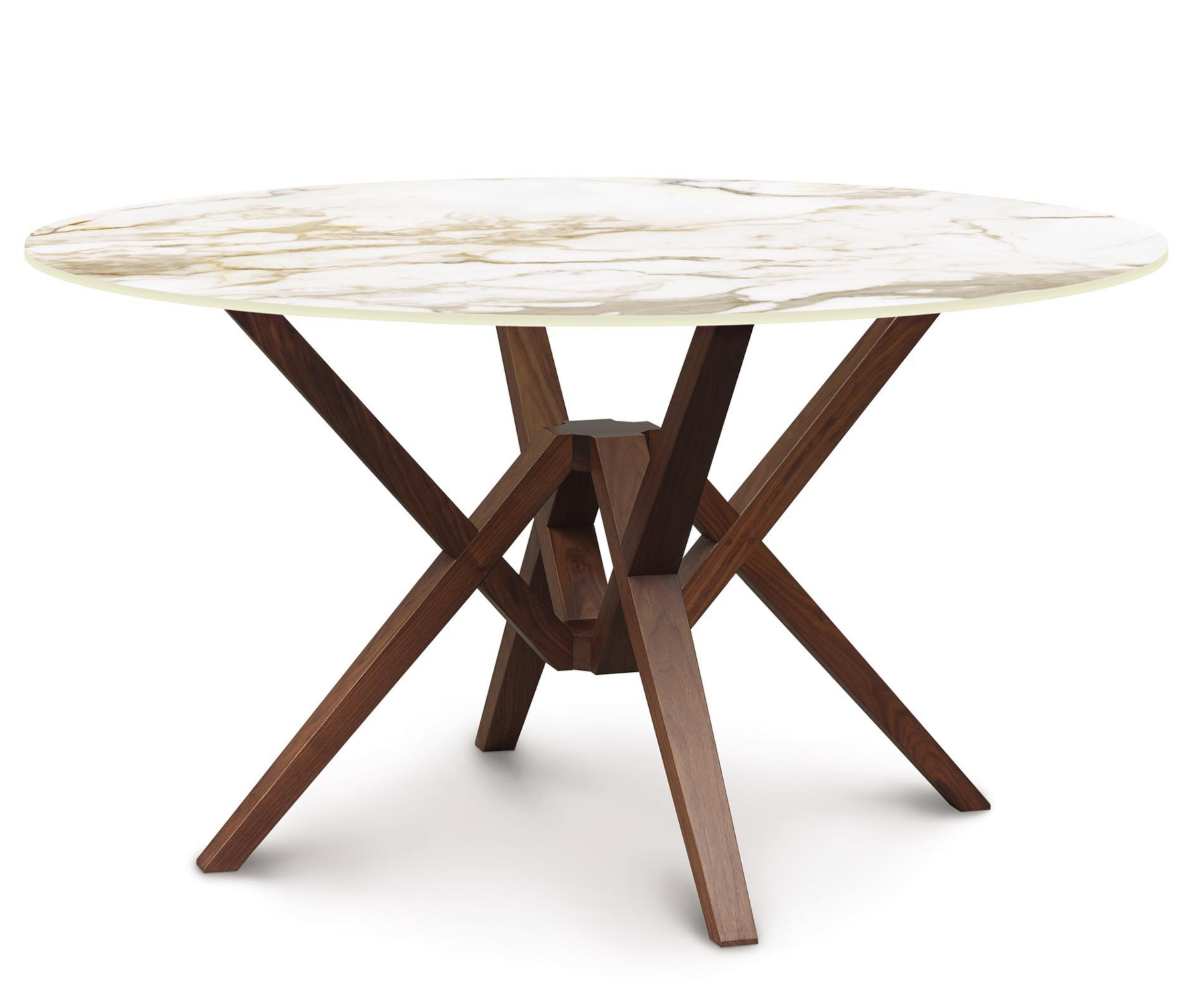 Exeter 54" Round Walnut Table with Macchia Vecchia Sintered Stone Top