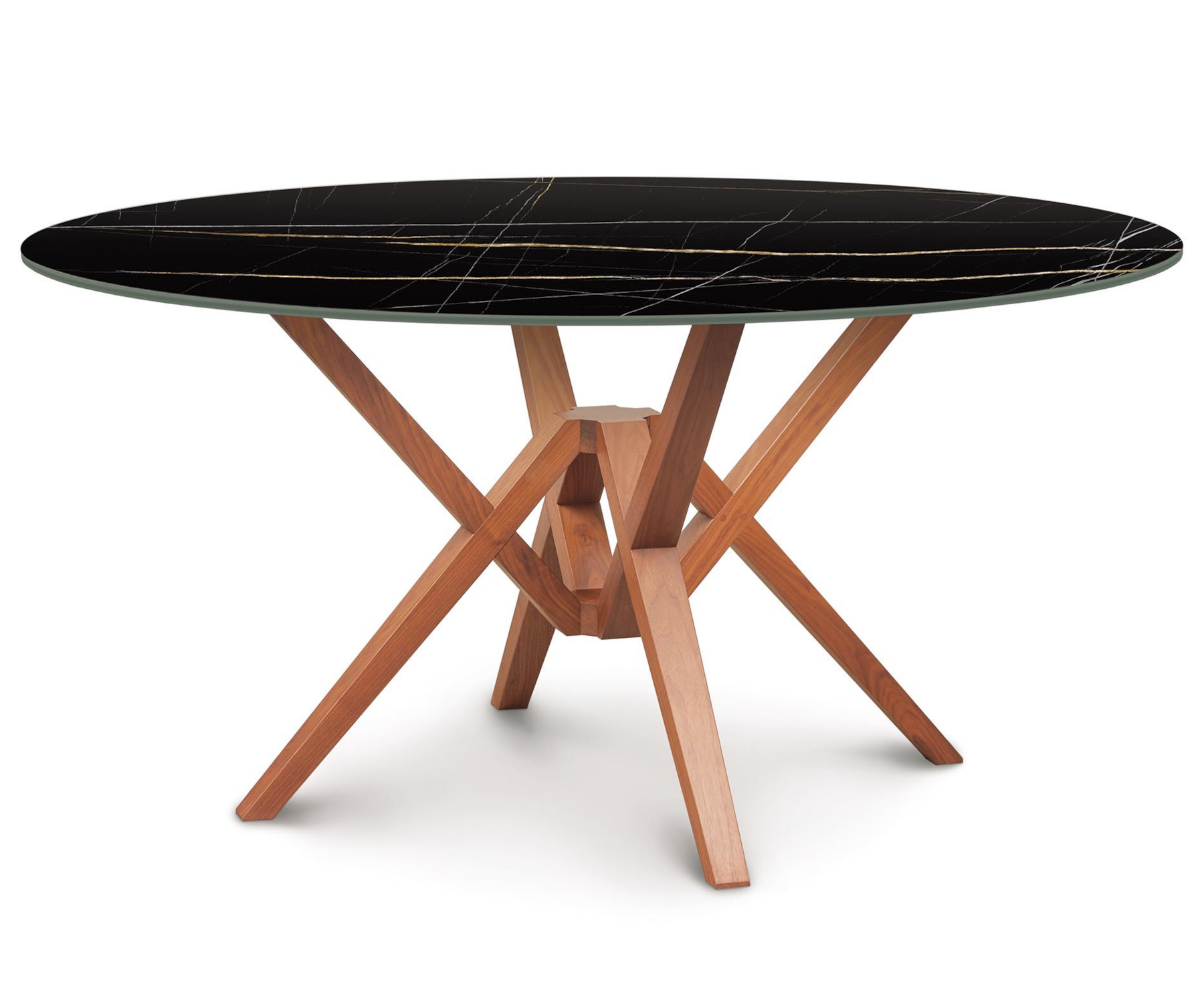 Exeter 60" Round Cherry Table with Sahara Noir Sintered Stone Top