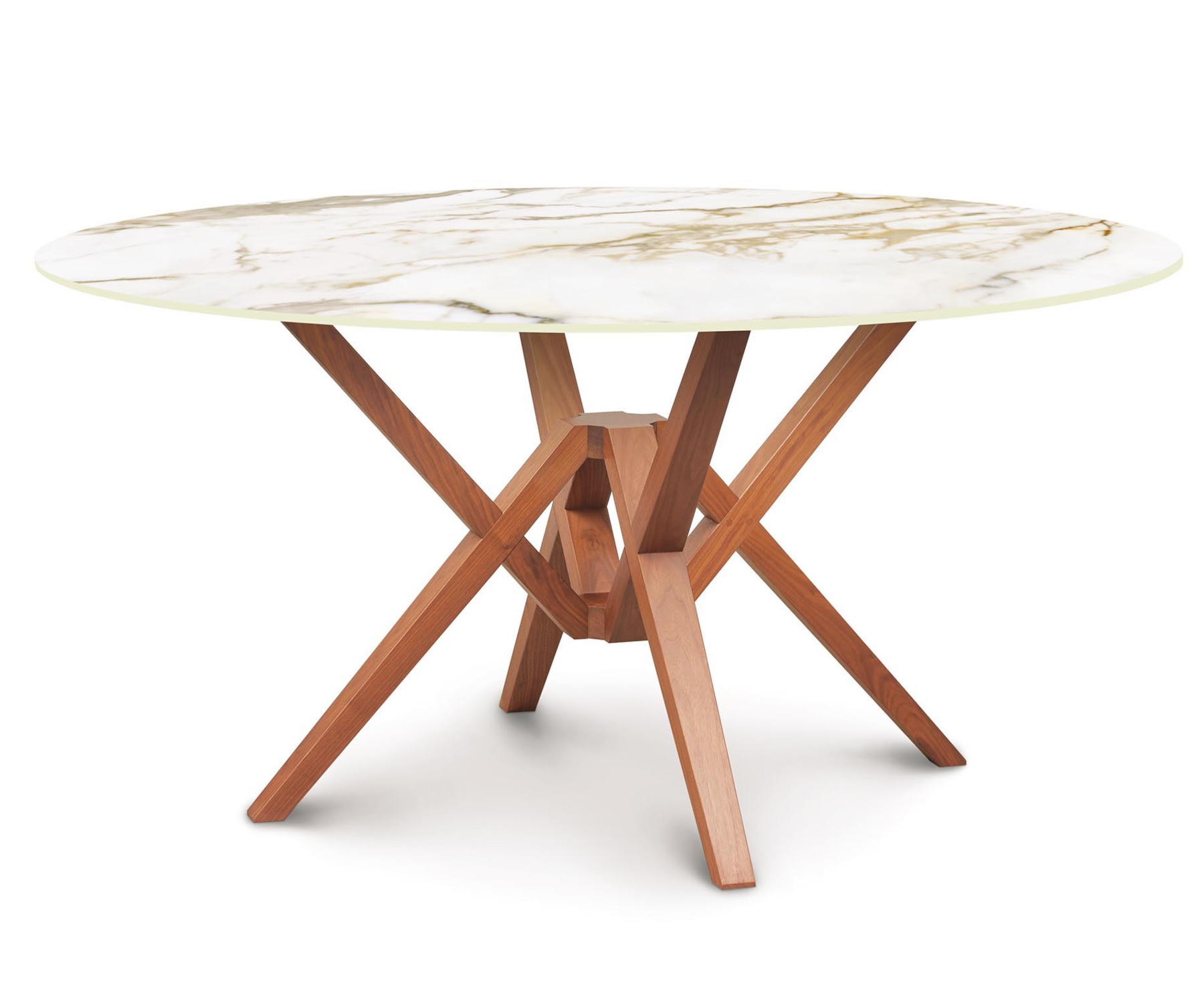 Exeter 60" Round Cherry Table with Macchia Vecchia Sintered Stone Top