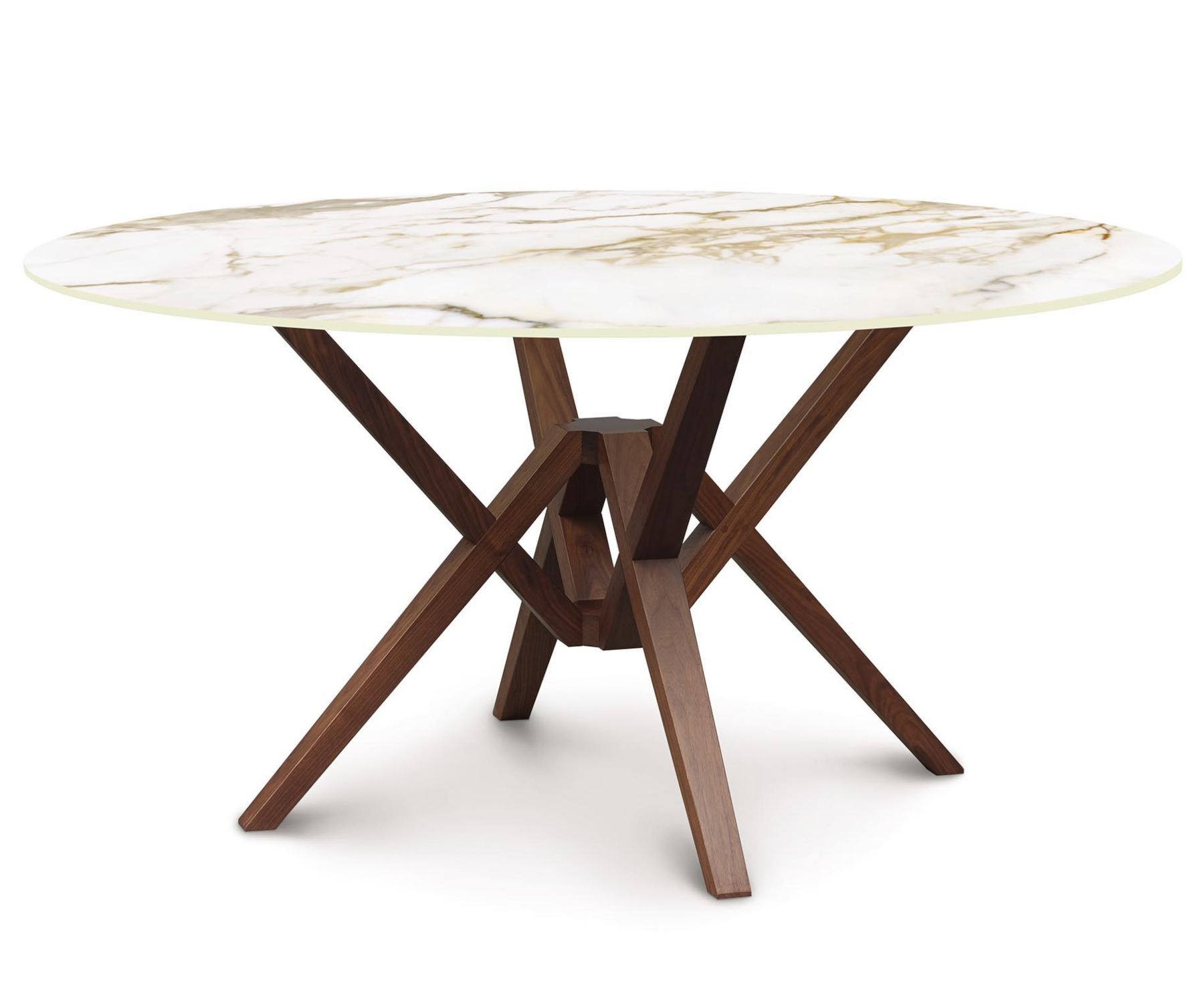 Exeter 60" Round Walnut Table with Macchia Vecchia Sintered Stone Top