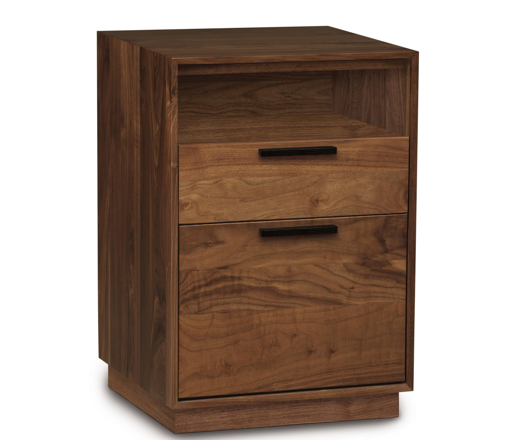 Linear Narrow Rolling File with Cubby in Walnut