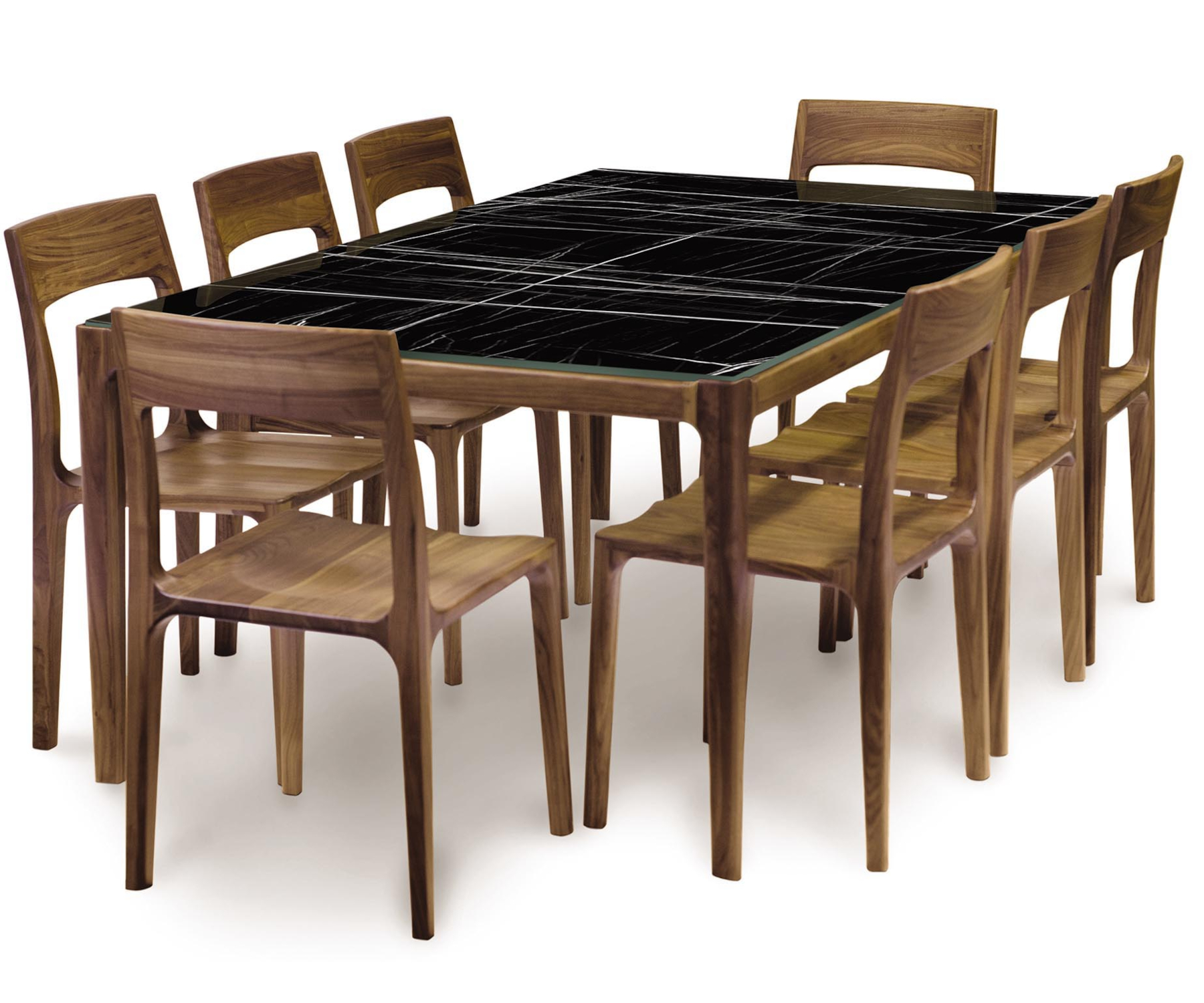 Lisse Walnut Table with Sahara Noir Sintered Stone Top
