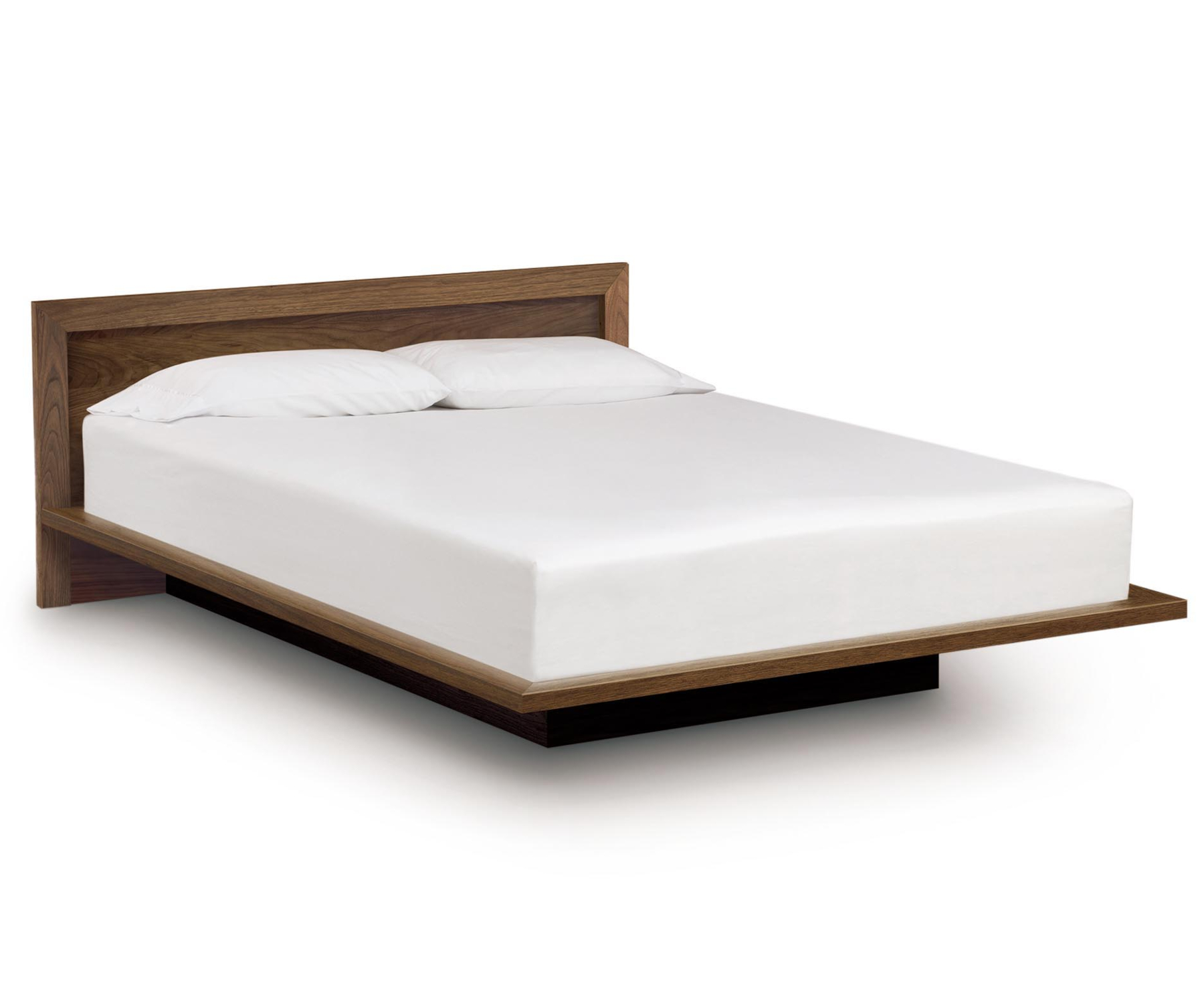 Moduluxe 29"H Plinth Base Bed with Veneer Panel Headboard in Walnut