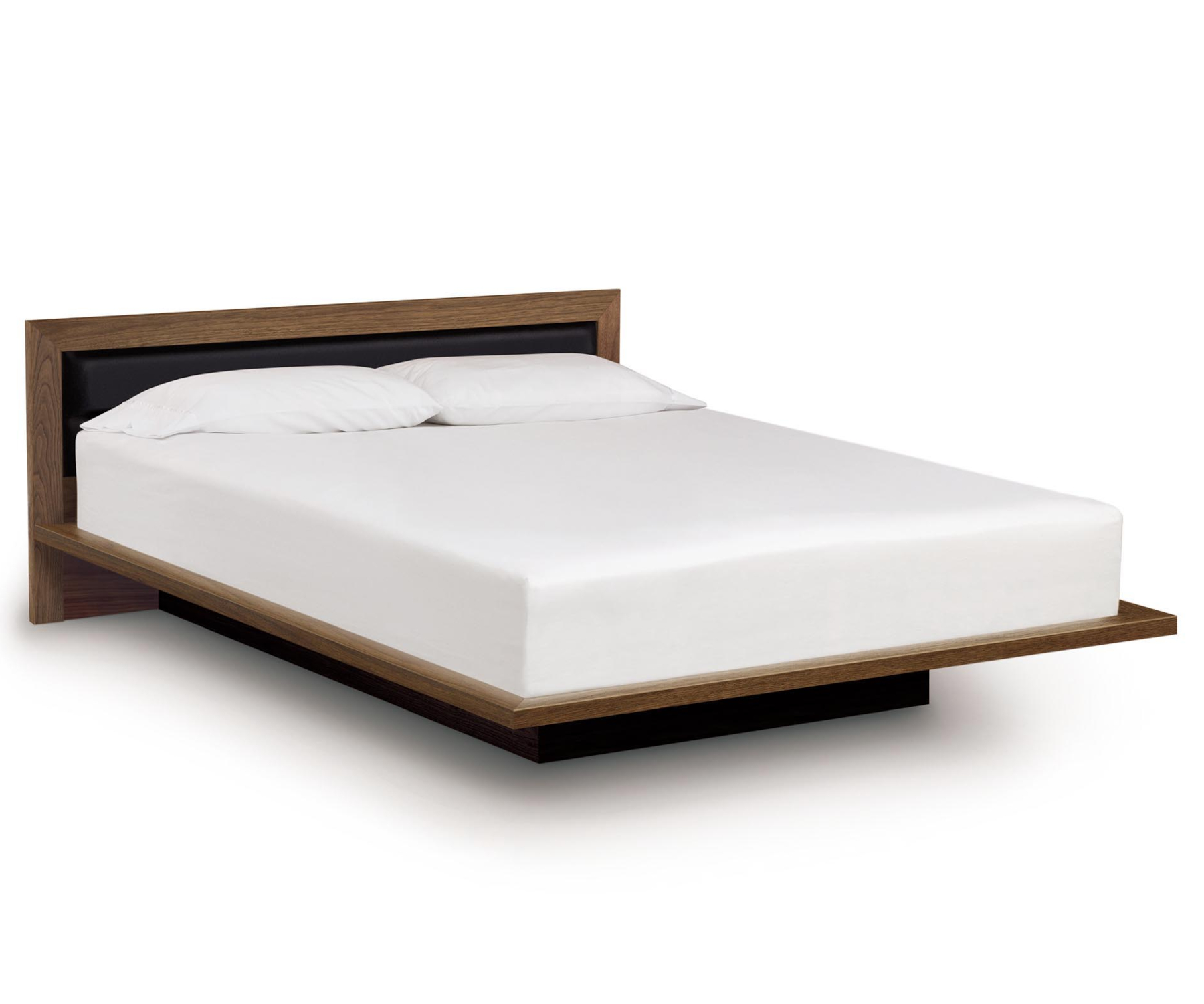 Moduluxe 29"H Plinth Base Bed with Upholstered Headboard in Walnut