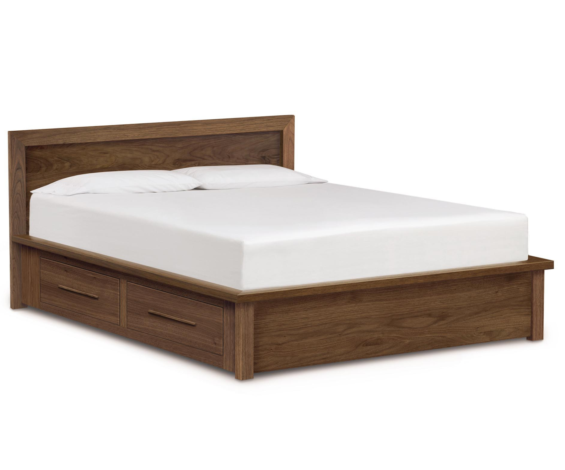 Moduluxe 35"H Veneer Panel Headboard Storage Bed in Walnut
