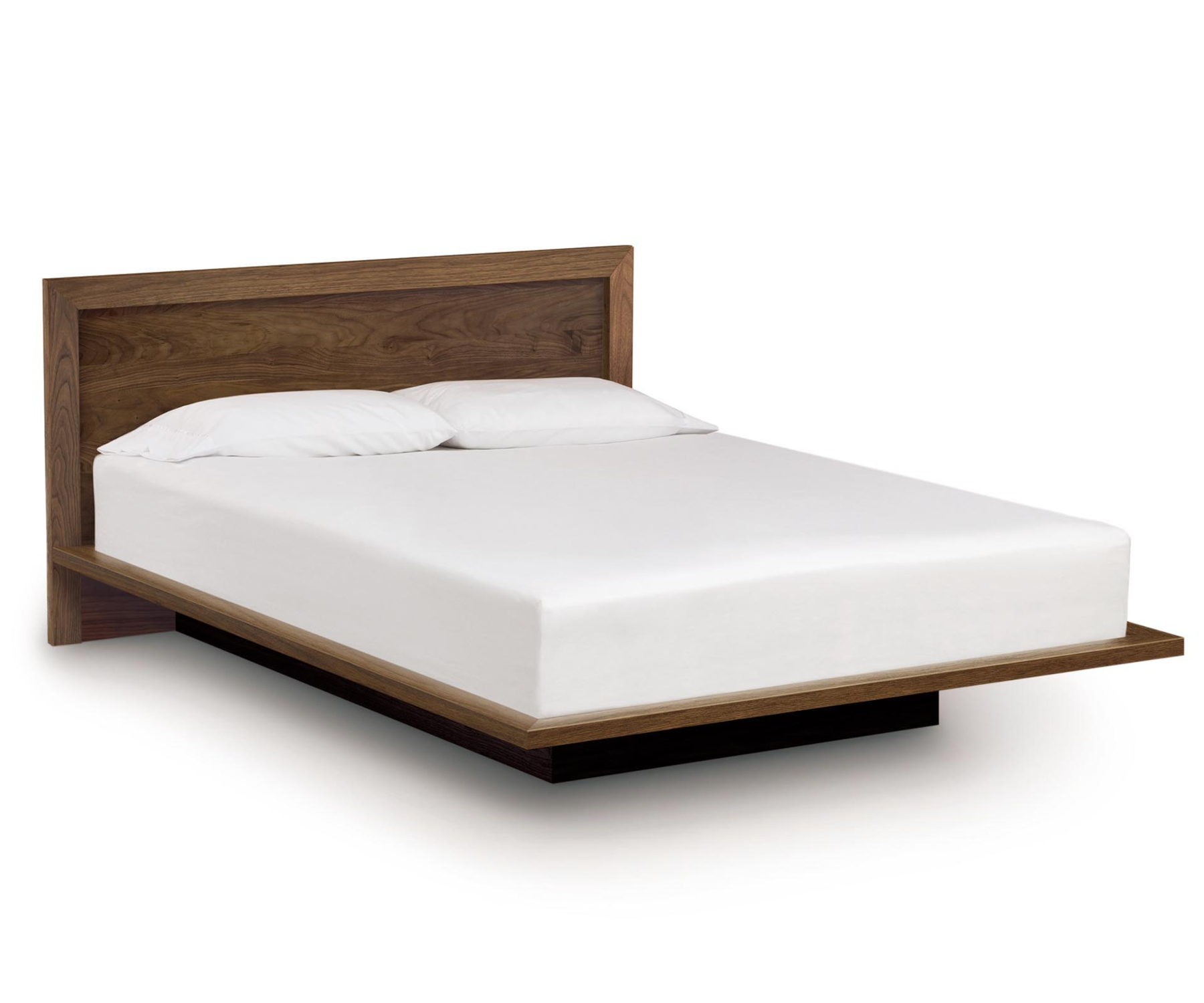 Moduluxe 35"H Plinth Base Bed with Veneer Panel Headboard in Walnut
