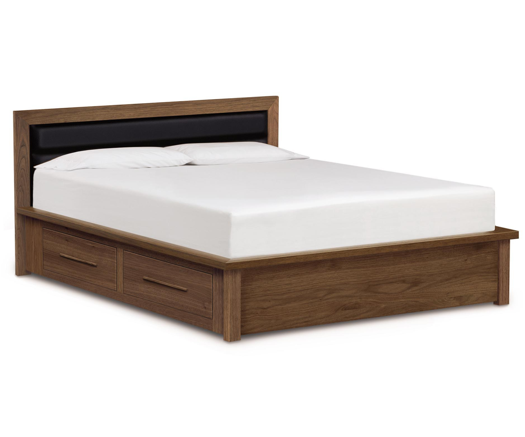 Moduluxe 35"H Upholstered Headboard Storage Bed in Walnut