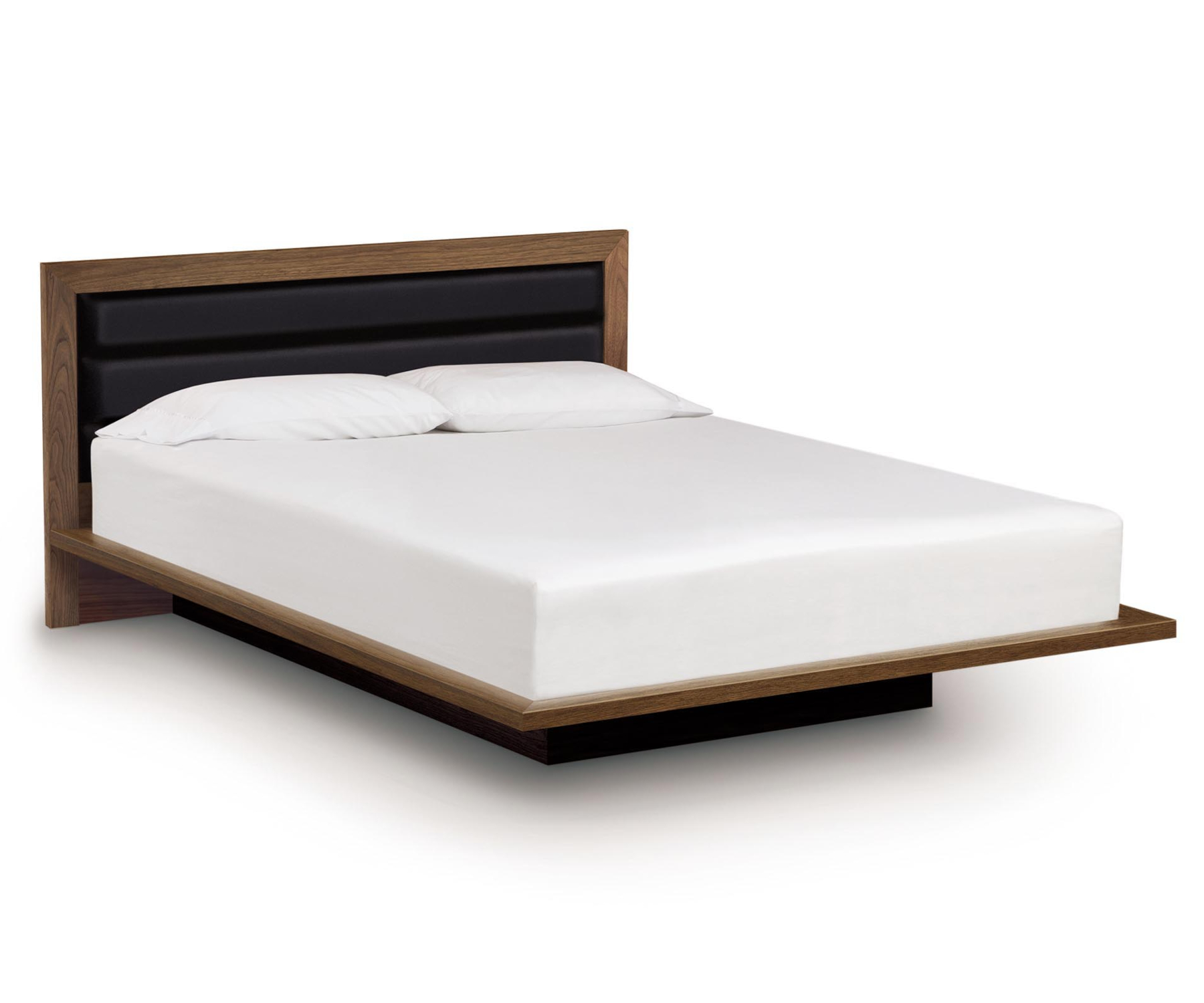 Moduluxe 35"H Plinth Base Bed with Upholstered Headboard in Walnut