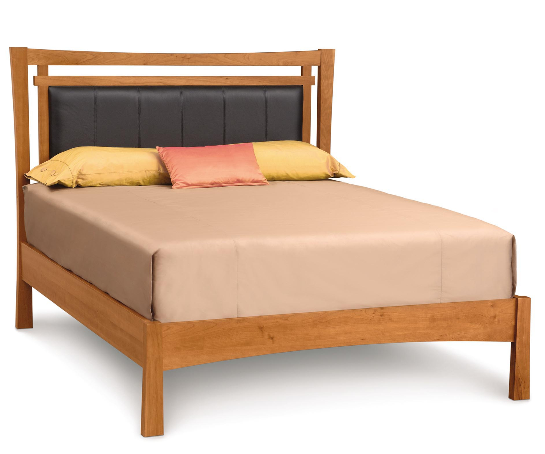 Monterey Bed with Upholstered Headboard in Cherry
