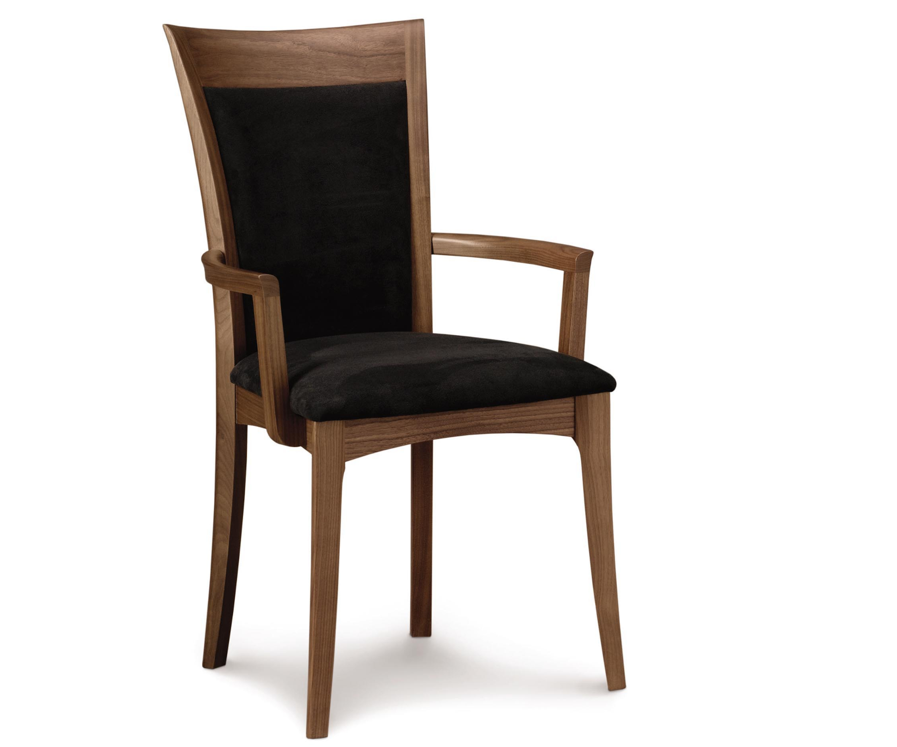 Morgan Arm Chair in Walnut with Onyx Microsuede Upholstery