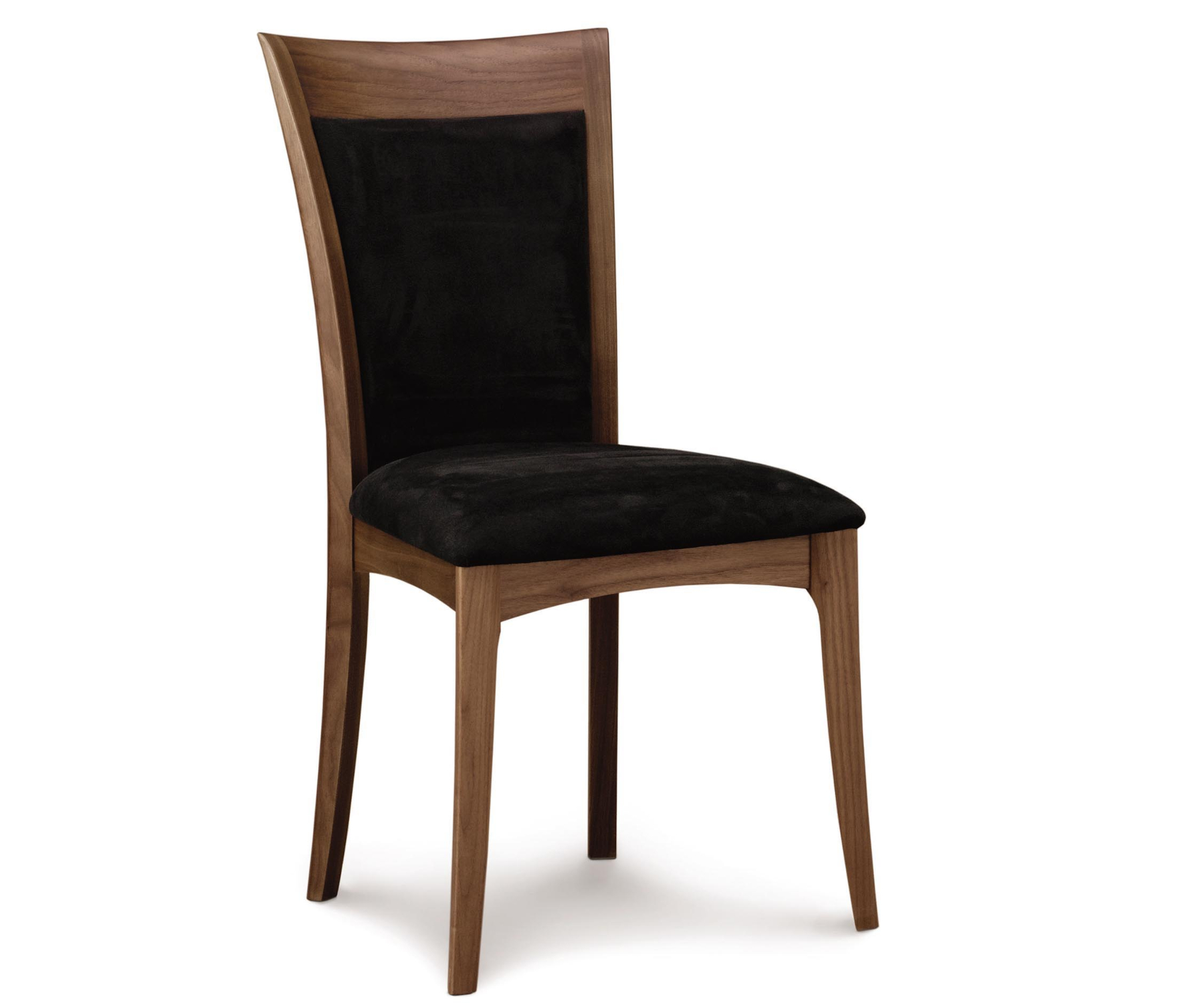 Morgan Side Chair in Walnut with Onyx Microsuede Upholstery