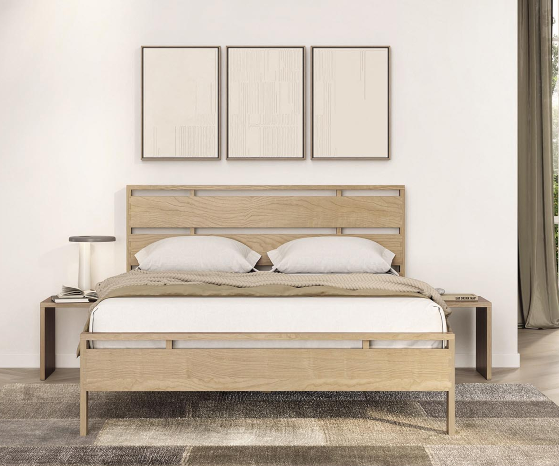 Oslo Bed with Attached Nightstands
