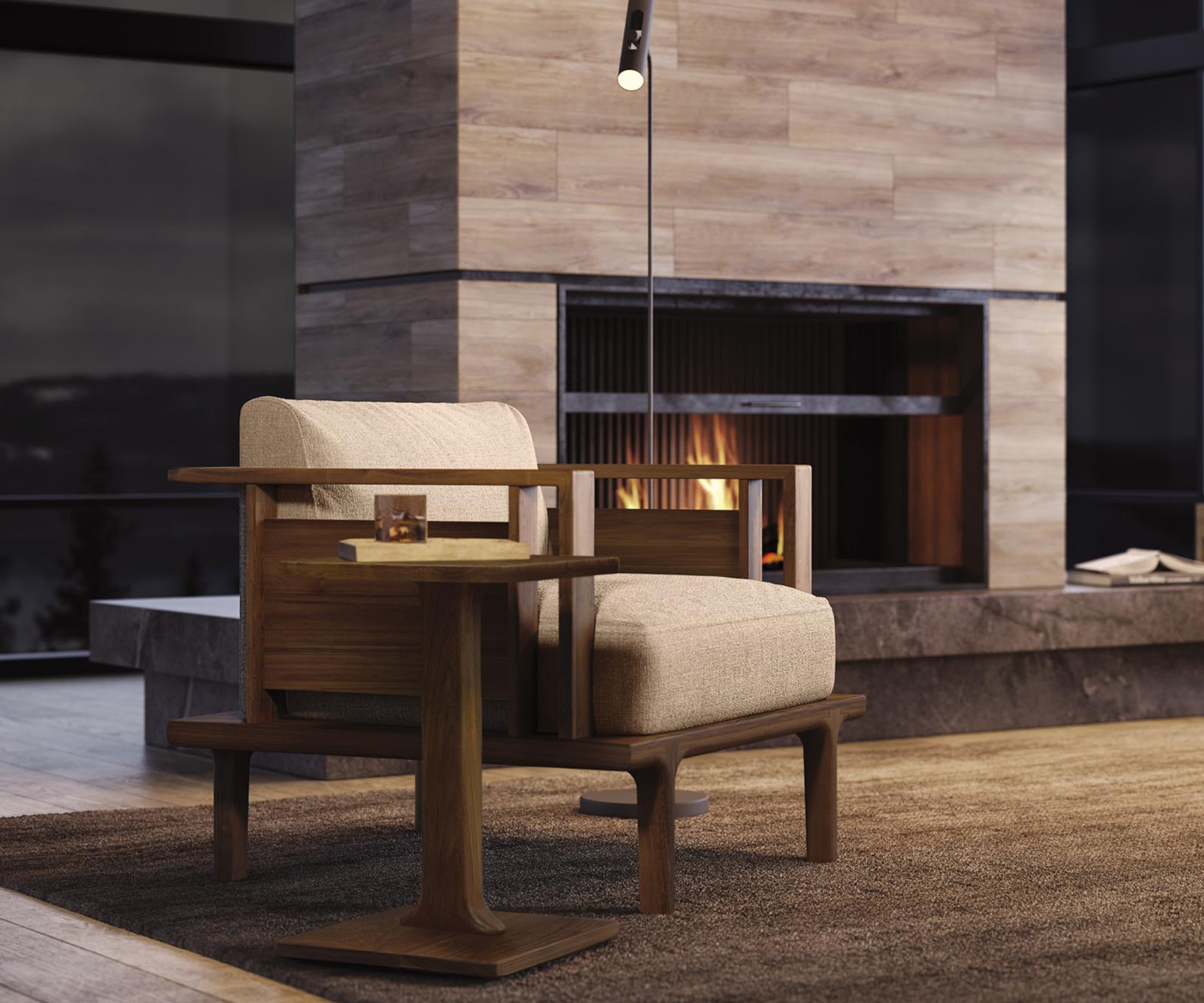 Sierra Chairside End Table in Walnut with Sierra Chair