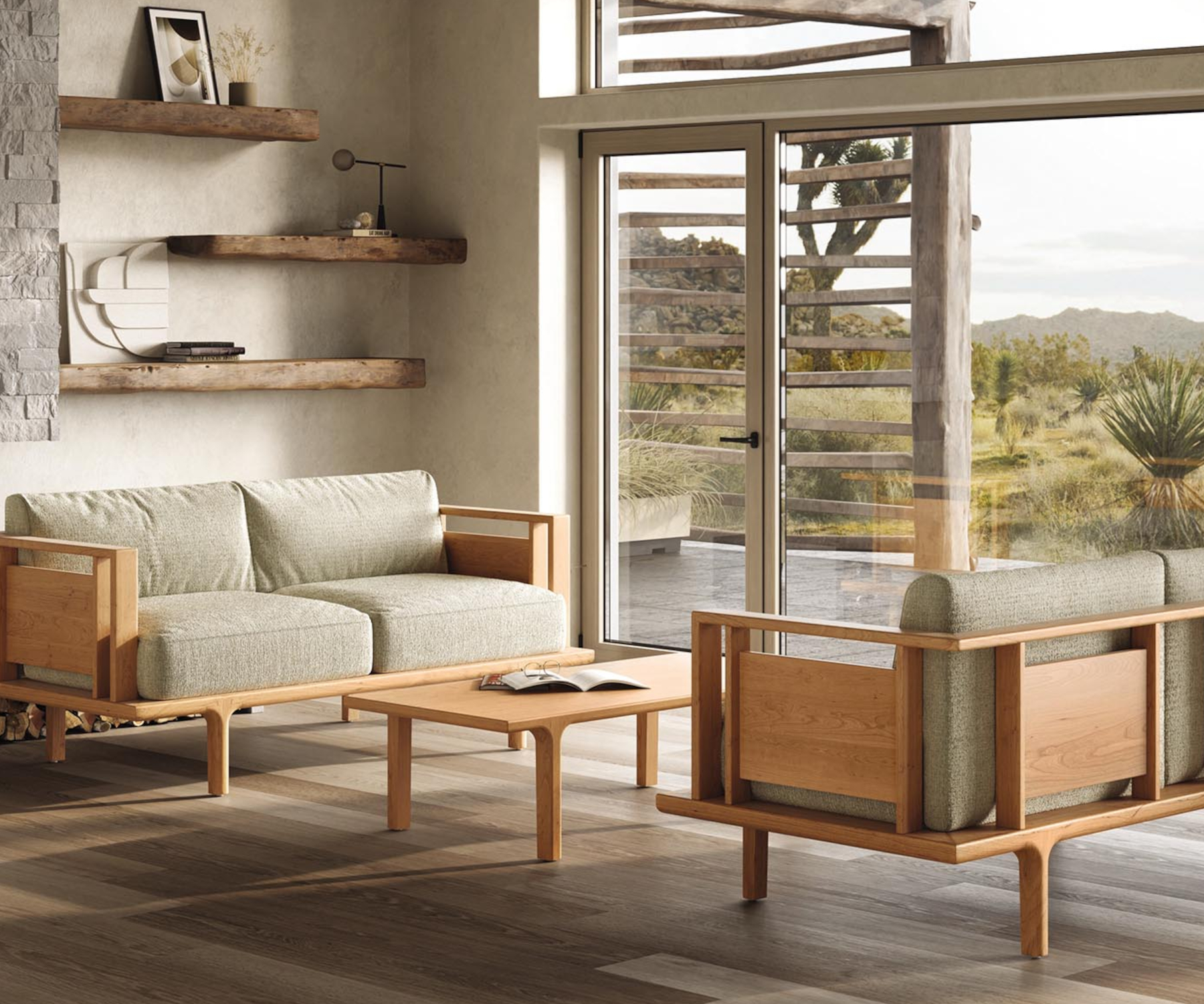 Sierra Coffee Table with Sierra Seating in Cherry