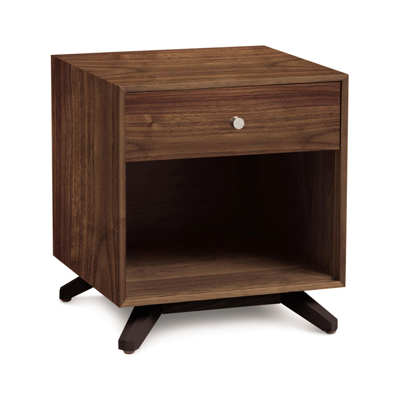 Copeland Astrid 1 Drawer Nightstand in Walnut and Dark Chocolate Finish on Solid Maple