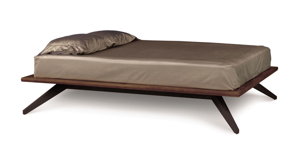 Copeland Astrid Bed without Headboard in Walnut and Dark Chocolate Finish on Solid Maple