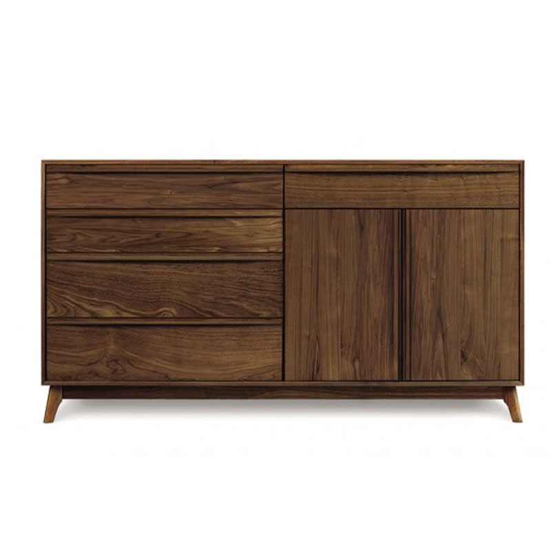 Copeland Catalina Dresser with 4 Drawers on Left, 1 Drawer Over 2 Doors on Right in Walnut