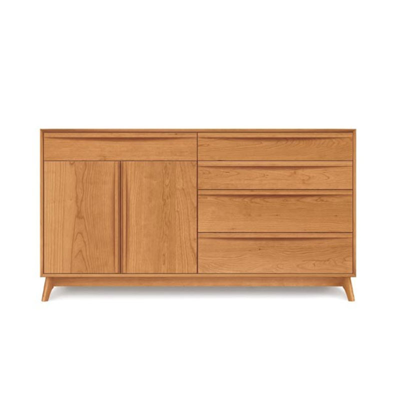 Copeland Catalina Dresser with 4 Drawers on Right, 1 Drawer Over 2 Doors on Left in Cherry