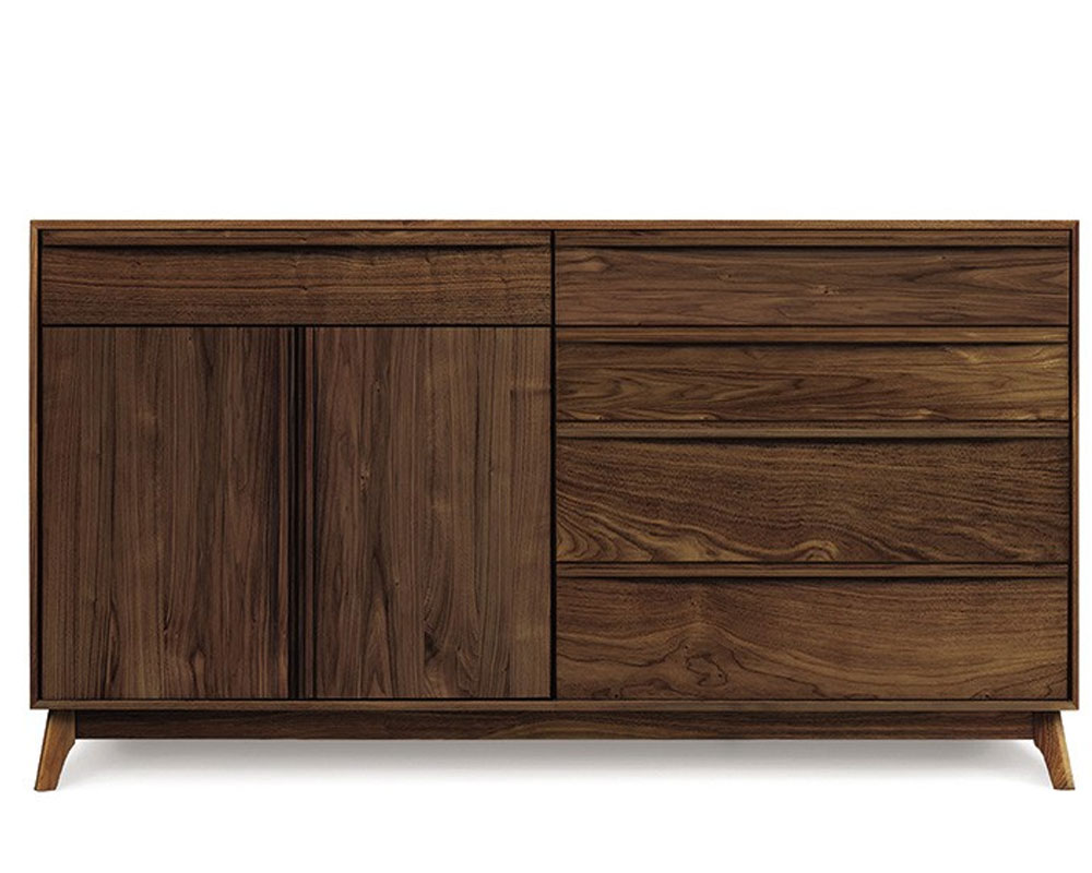 Copeland Catalina 4 Drawers on Right, 1 Drawer Over 2 Doors on Left Buffet in Walnut 