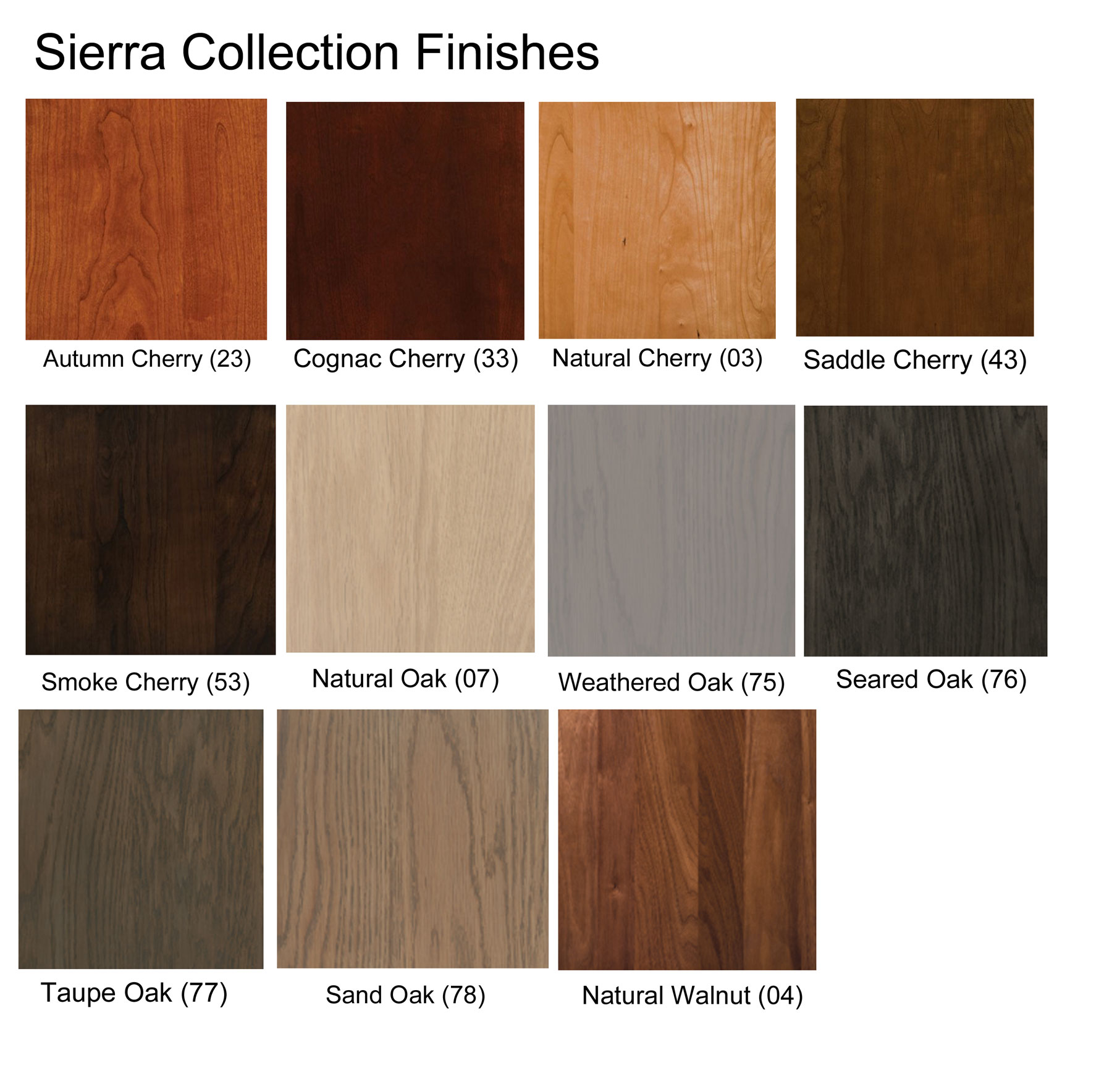 Sierra Occasional Collection Finish Options