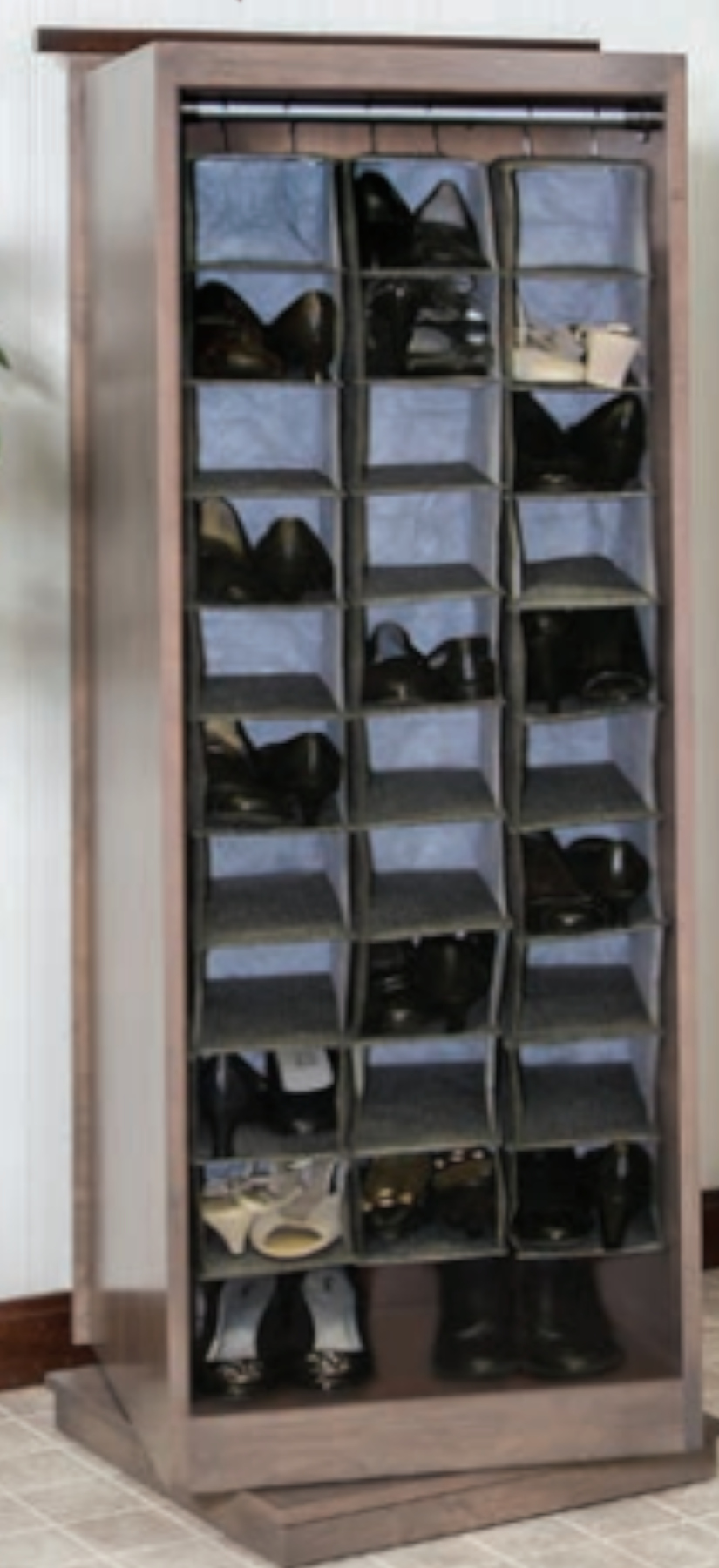 Back View of Shaker Rotating Jewelry Armoire/Shoe Tower