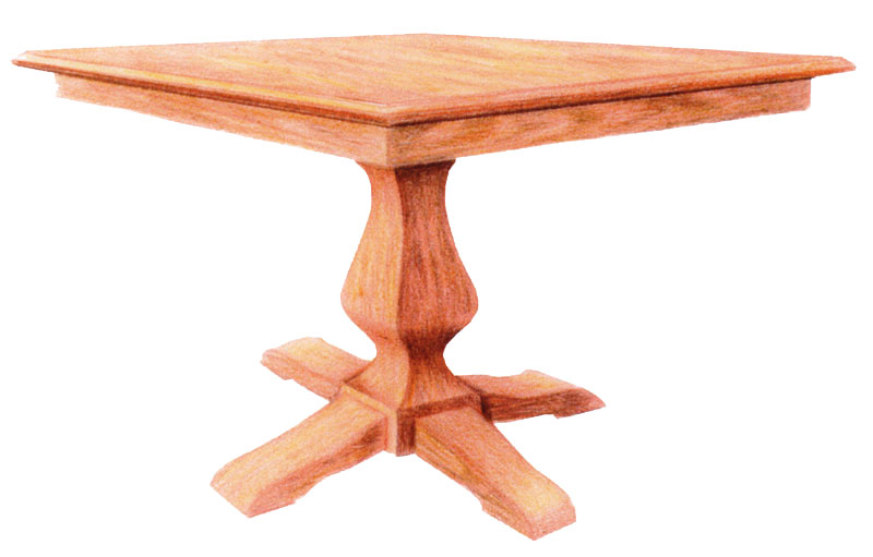 Ashley 48" Square Table with Single Ashley Pedestal and Beveled Edge