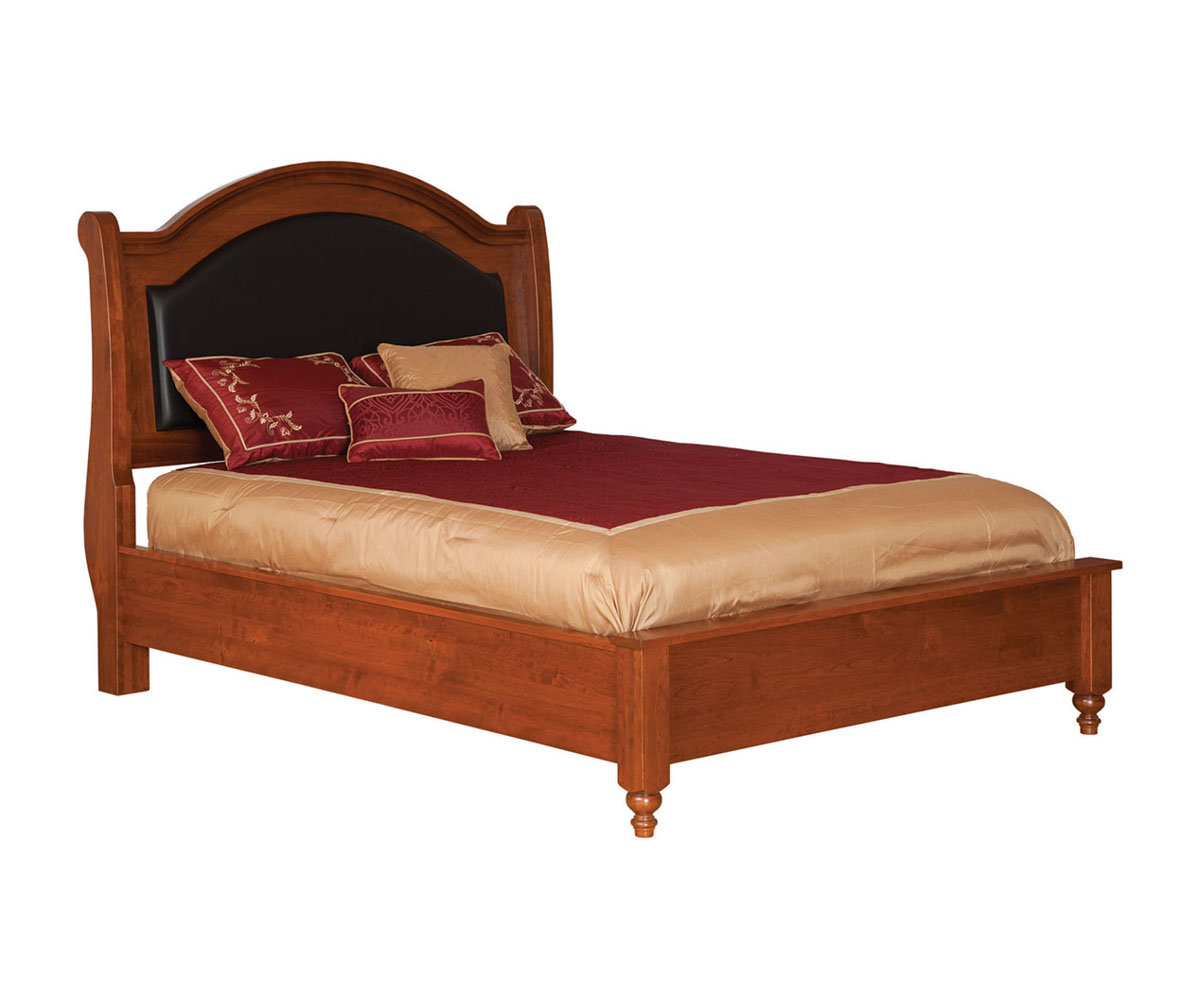 Sleigh Bed with Leather Headboard